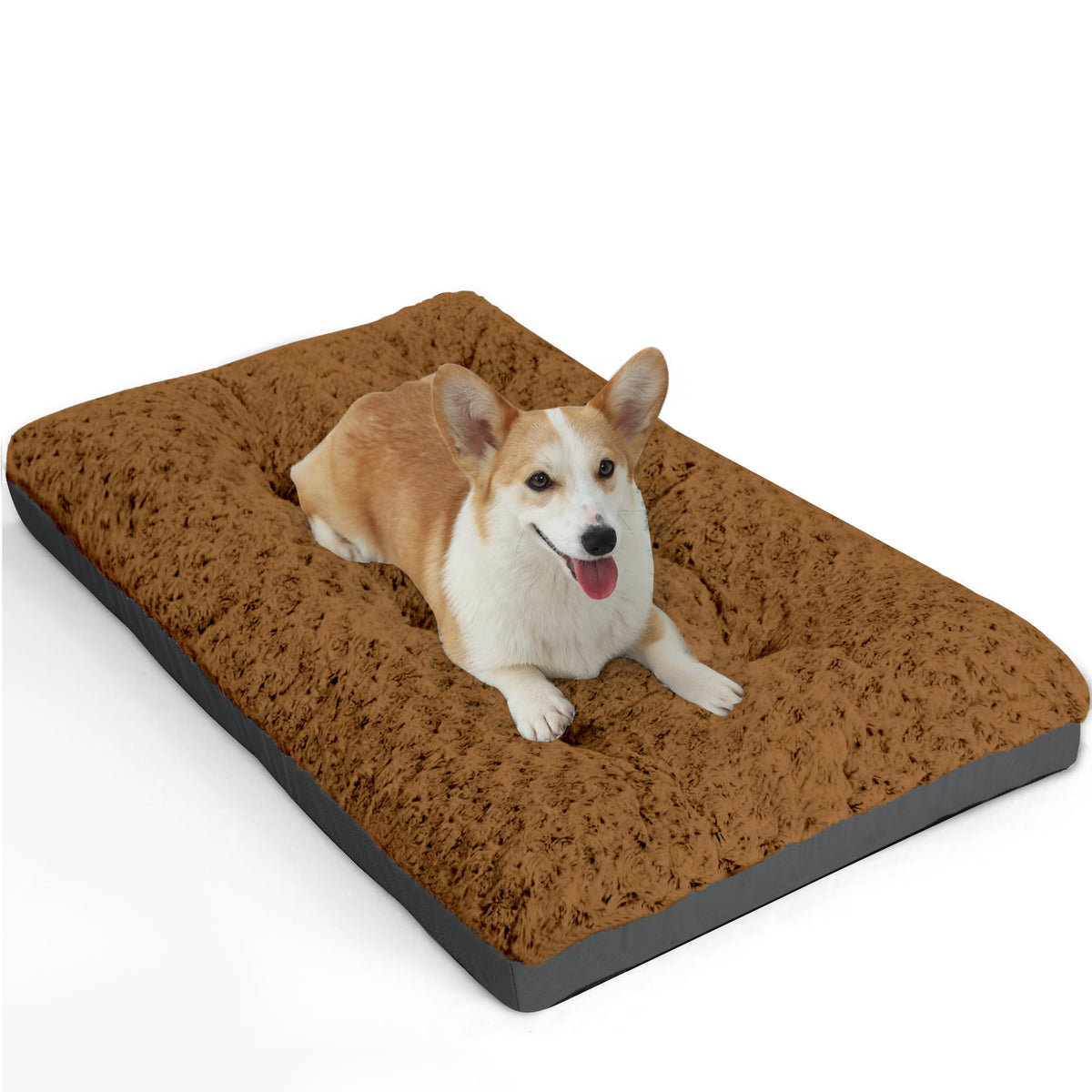 POCBLUE Deluxe Washable Dog Bed for Large Dogs Dog Crate Mat 35 Inch Comfy Fluffy Kennel Pad Anti-Slip for Dogs Up to 60 lbs, 35" x 23", Grey