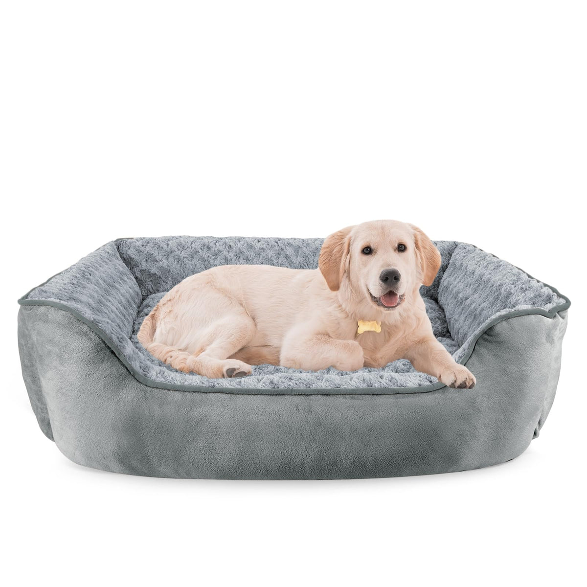 JOEJOY Rectangle Dog Bed for Large Medium Small Dogs - Washable Orthopedic Sofa Bed, Soft Breathable Puppy & Pet Cuddler, Durable Calming Dog Bed with Anti-Slip Bottom, Multiple Sizes, Beige