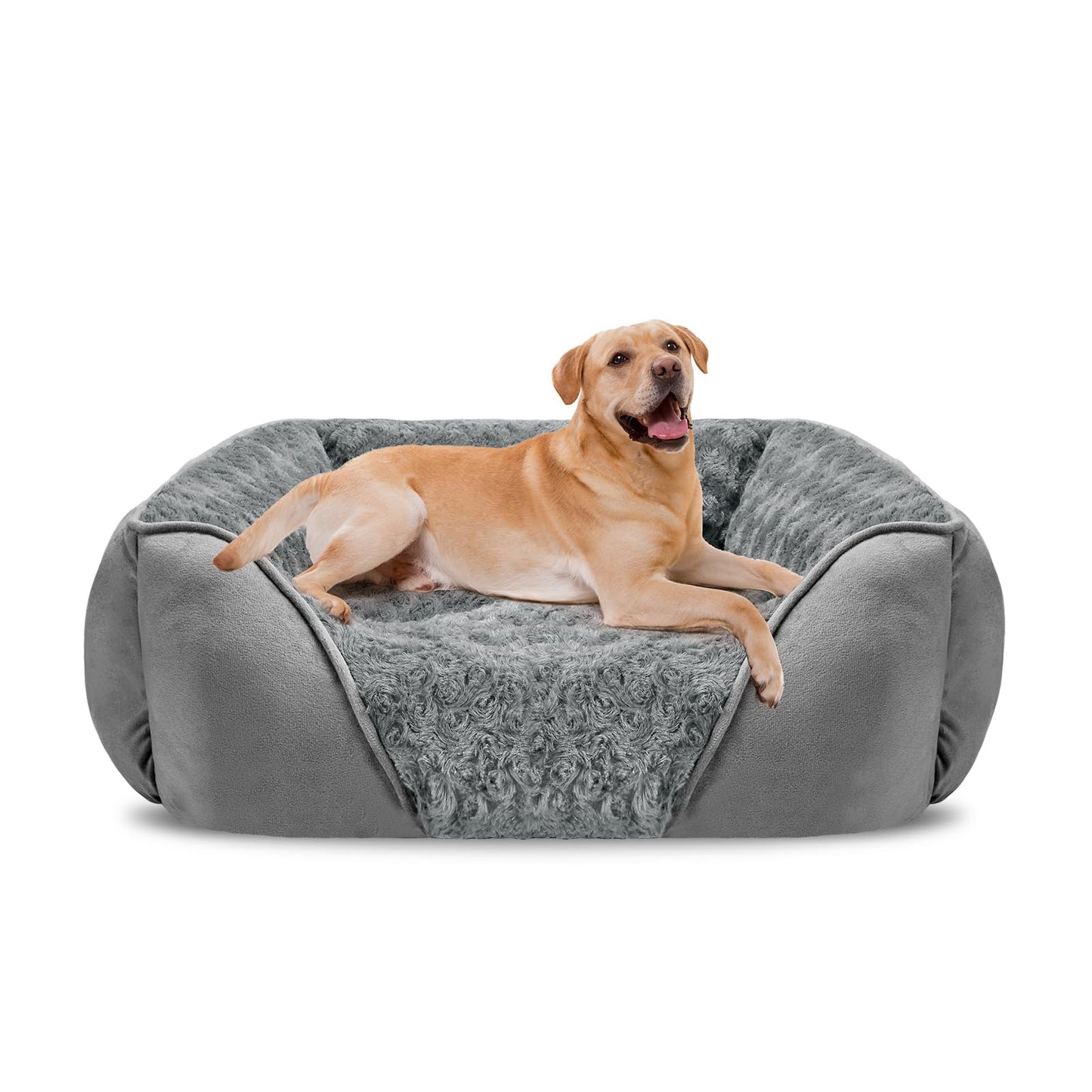INVENHO Rectangle Washable Orthopedic Dog Bed for Small, Medium and Large Dogs, Soft Calming, Sleeping Puppy Bed Durable Pet Cuddler with Anti-Slip Bottom, S (20"x19"x6")