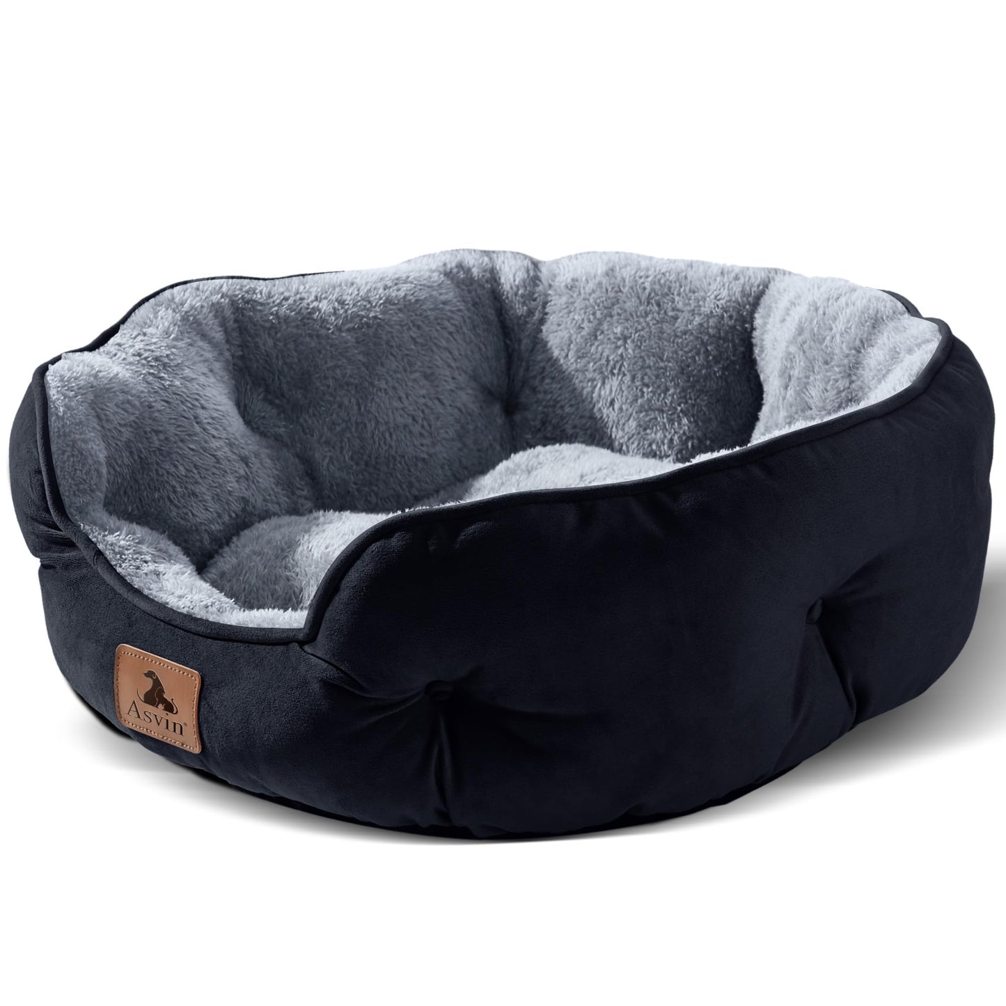 Asvin Small Dog Bed for Small Dogs, Cat Beds for Indoor Cats, Pet Bed for Puppy and Kitty, Extra Soft & Machine Washable with Anti-Slip & Water-Resistant Oxford Bottom, Grey, 20 inches