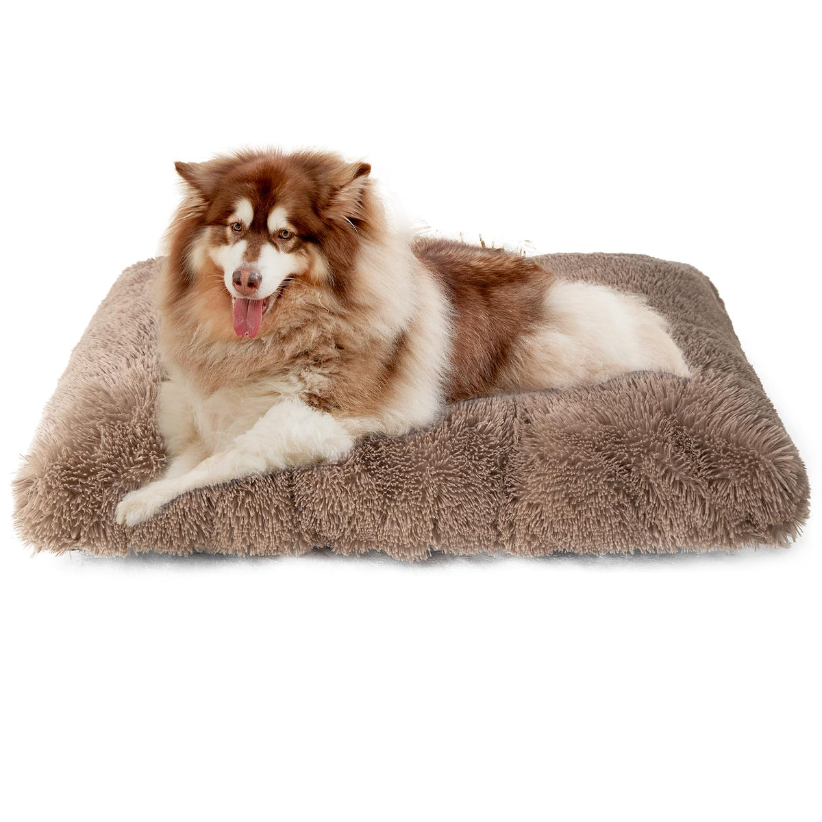EHEYCIGA Fluffy Dog Crate Bed for Extra Large Dogs, Plush Faux Fur Pad, Calming Anti Anxiety XL Bed for Crate, Washable Soft Warm Dog Mat with Non-Slip Bottom, Grey