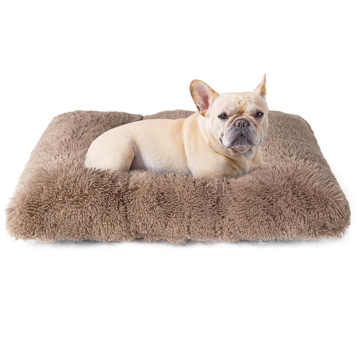 EHEYCIGA Fluffy Dog Crate Bed for Extra Large Dogs, Plush Faux Fur Pad, Calming Anti Anxiety XL Bed for Crate, Washable Soft Warm Dog Mat with Non-Slip Bottom, Grey