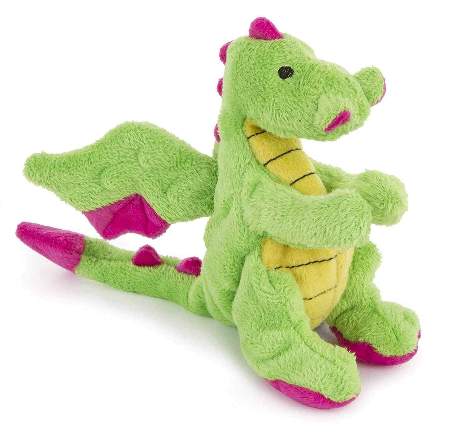 goDog Bubble Plush Dragons Squeaky Dog Toy, Chew Guard Technology - Coral, Large