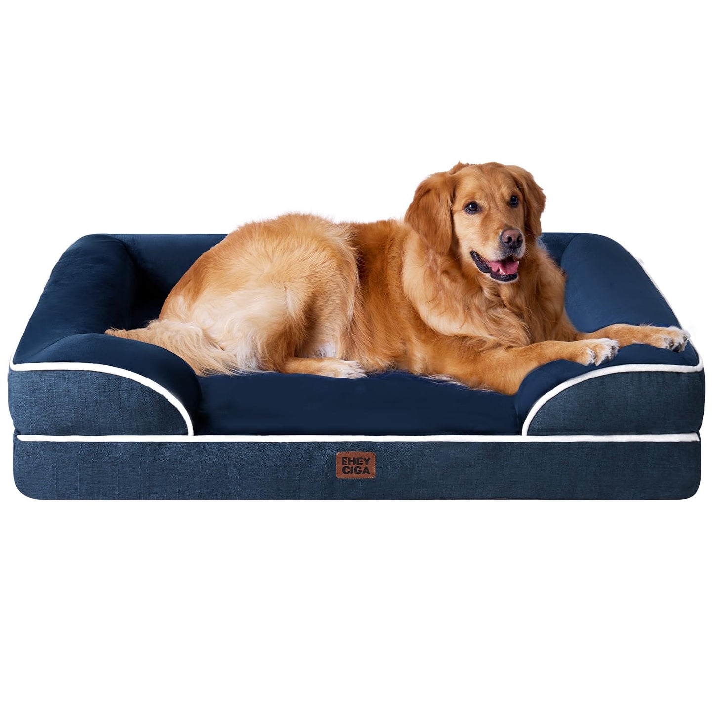 EHEYCIGA Orthopedic Dog Beds for Extra Large Dogs 44x32Inch, Waterproof Memory Foam XL Pet Bed with Sides, Non-Slip and Egg-Crate Foam Big Dog Couch Bed with Washable Removable Cover, Grey