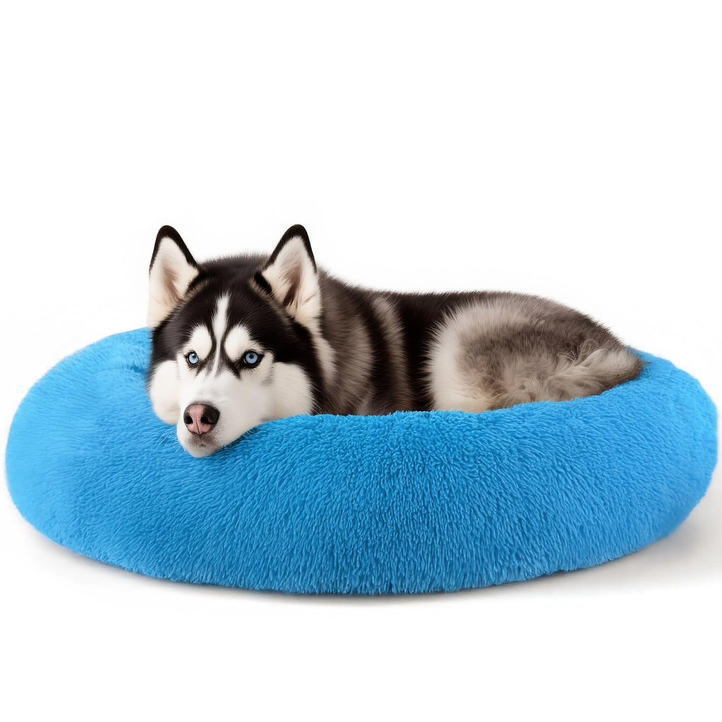 Hoewina Dog & Cat Bed for Indoor Cats, 20in Calming Donut Bed for Puppy and Kitten, Washable Round Fluffy Pet Bed for Small Medium Dogs and Cats (Light Grey)