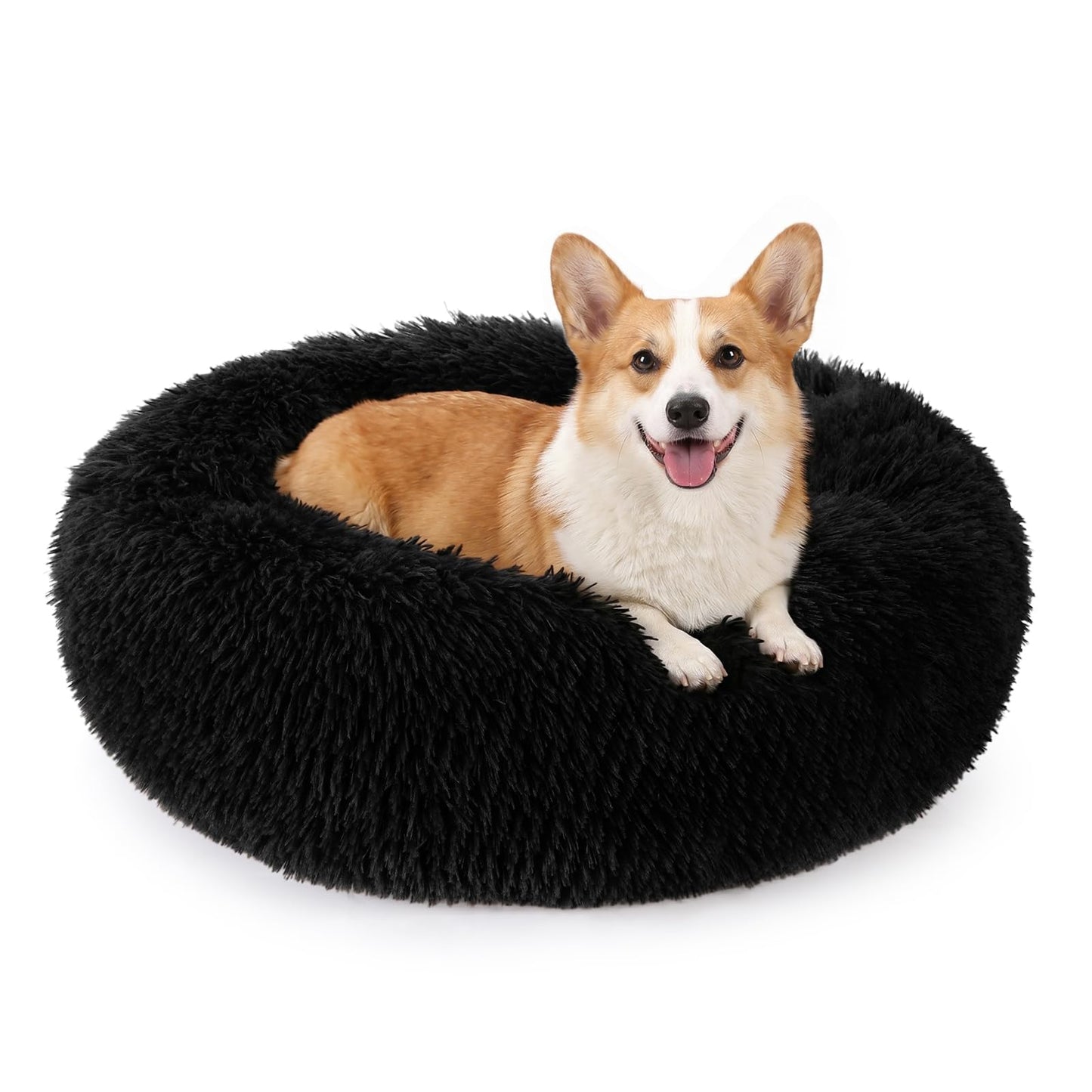 MIXJOY Orthopedic Dog Bed Comfortable Donut Cuddler Round Pet Beds Ultra Soft Washable Dog and Cat Cushion (20''/23''/30'') (23'', Brown)