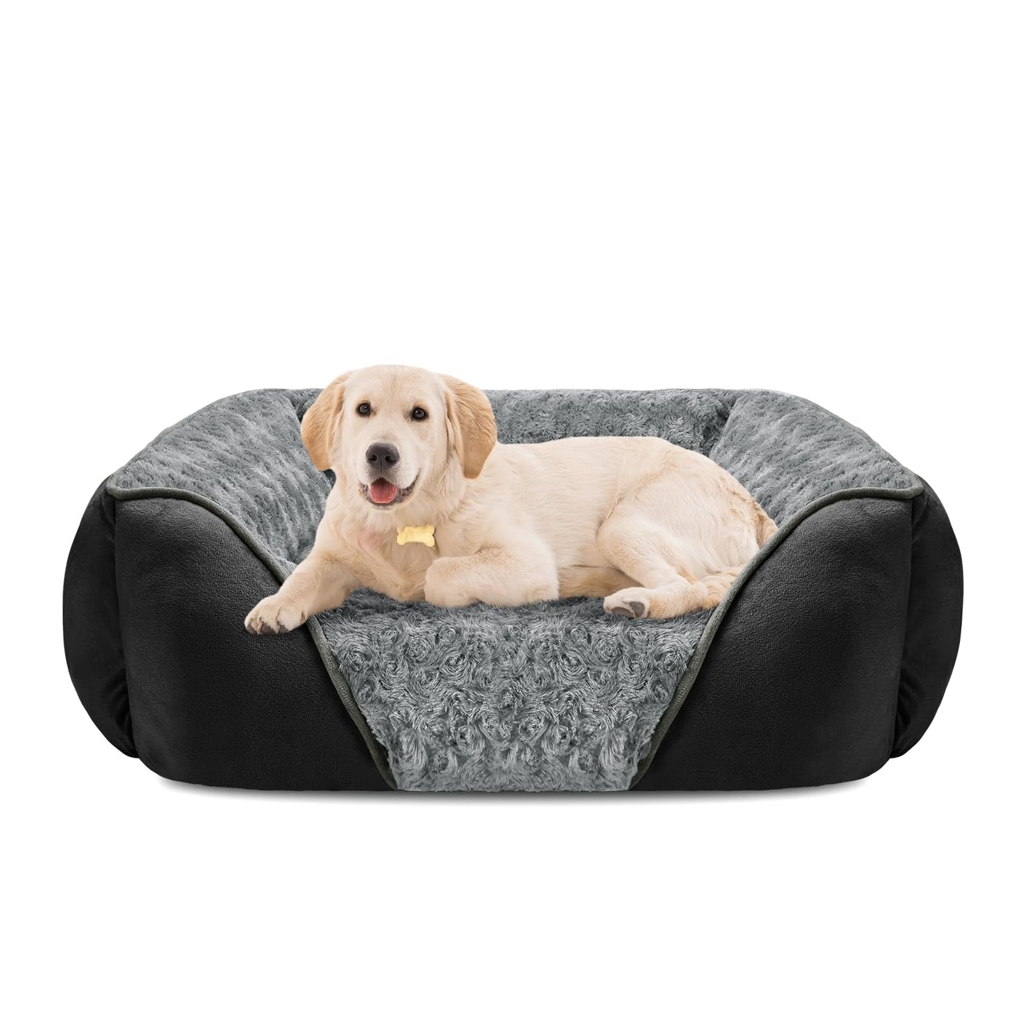 INVENHO Rectangle Washable Orthopedic Dog Bed for Small, Medium and Large Dogs, Soft Calming, Sleeping Puppy Bed Durable Pet Cuddler with Anti-Slip Bottom, S (20"x19"x6")