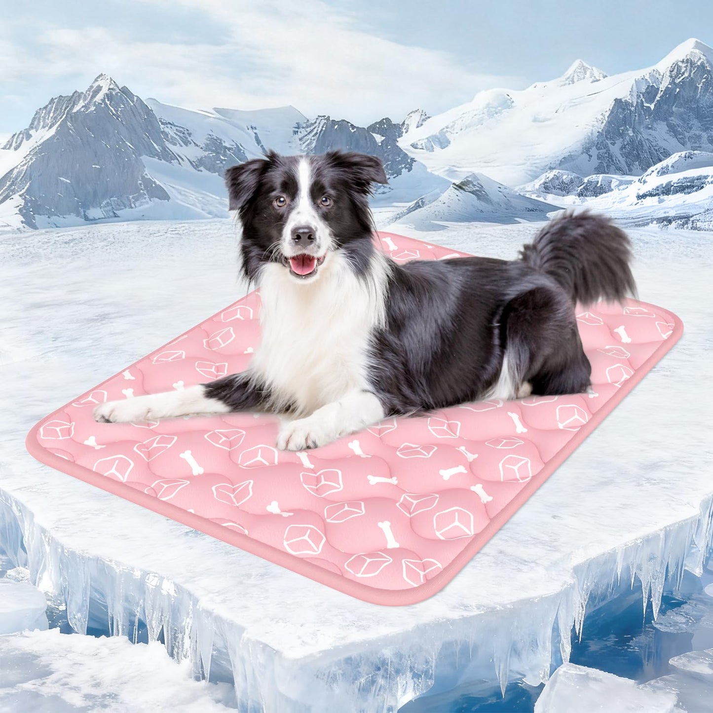 Rywell Dog Cooling Mat 2.0, Elegant Grey, 44"*32" Thick & Durable Cooling Mat for Extra Large Dogs, Extended Cooling with Waterproof & Color-Changing Arc-Chill Fiber (Q-Max>0.5), Ideal for Summer