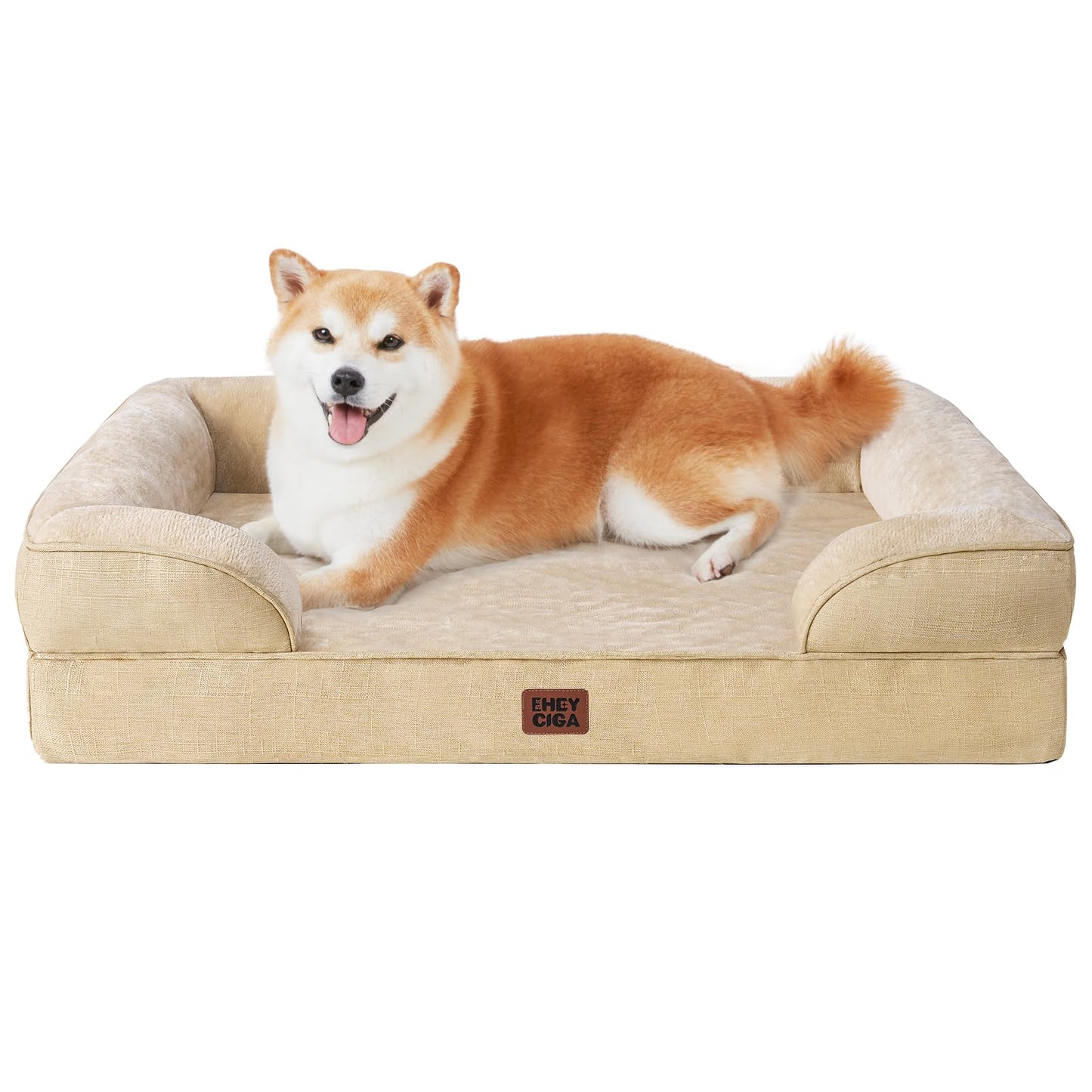 EHEYCIGA Orthopedic Dog Beds for Extra Large Dogs 44x32Inch, Waterproof Memory Foam XL Pet Bed with Sides, Non-Slip and Egg-Crate Foam Big Dog Couch Bed with Washable Removable Cover, Grey