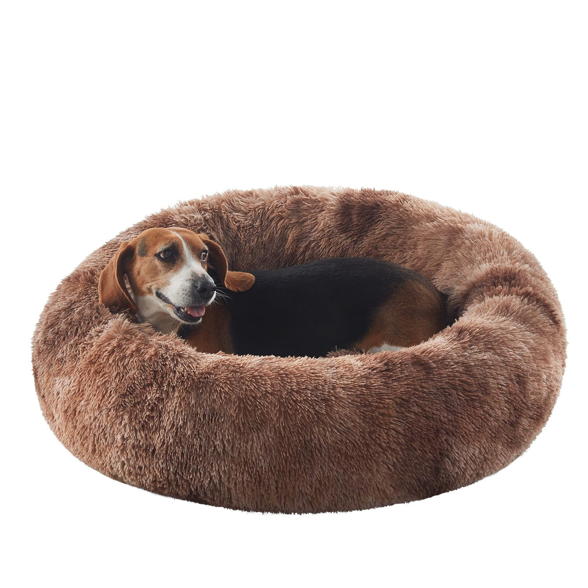 36 inches Donut Dog Bed for Large Dogs - Calming Fluffy Round Pet Bed with Removable & Washable Cover,Fits up to 80 lbs Pets (Dark Grey,Large)