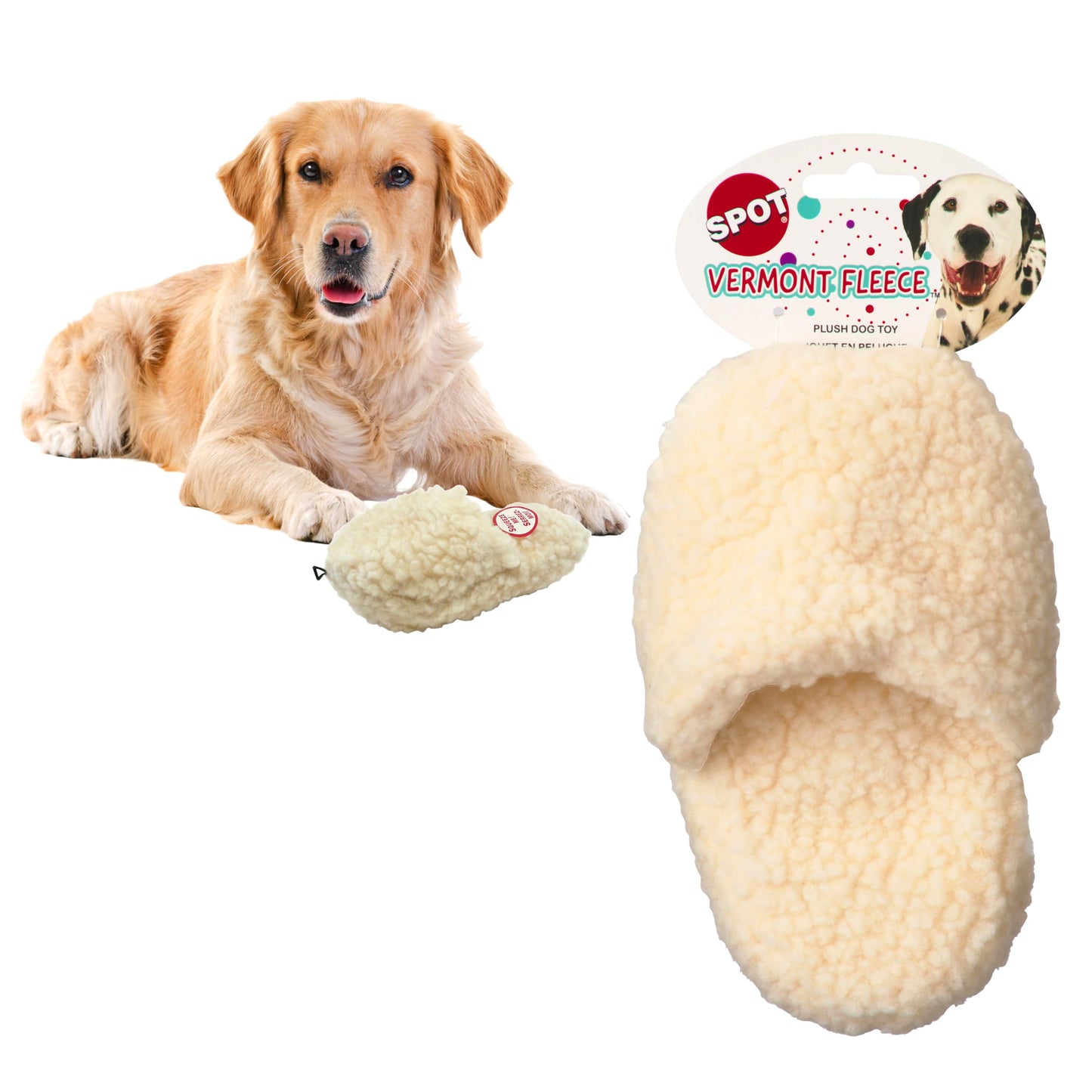 SPOT 9in Vermont Style Fleece Bone Dog Toy – Soft Comfort Plushie for Medium Dogs & Puppies – Built-in Squeaker – No Plastic Parts – Safe for Light Chewers – Cuddly & Calming Pet Toy