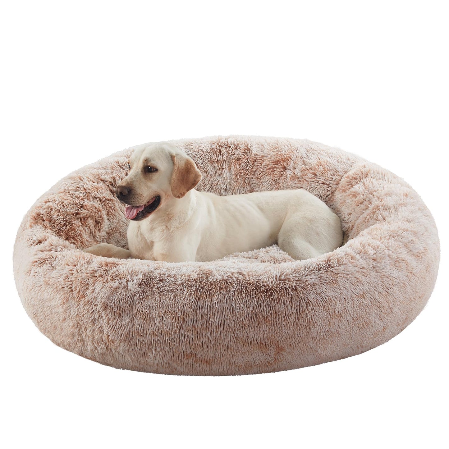 36 inches Donut Dog Bed for Large Dogs - Calming Fluffy Round Pet Bed with Removable & Washable Cover,Fits up to 80 lbs Pets (Dark Grey,Large)