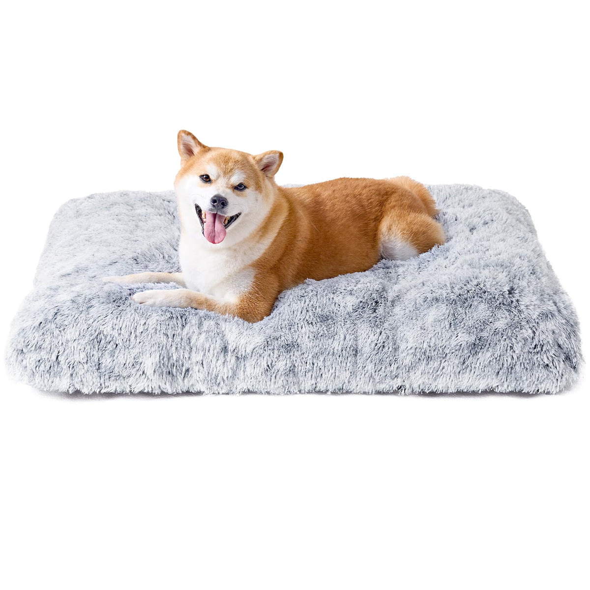 EHEYCIGA Fluffy Dog Crate Bed for Extra Large Dogs, Plush Faux Fur Pad, Calming Anti Anxiety XL Bed for Crate, Washable Soft Warm Dog Mat with Non-Slip Bottom, Grey