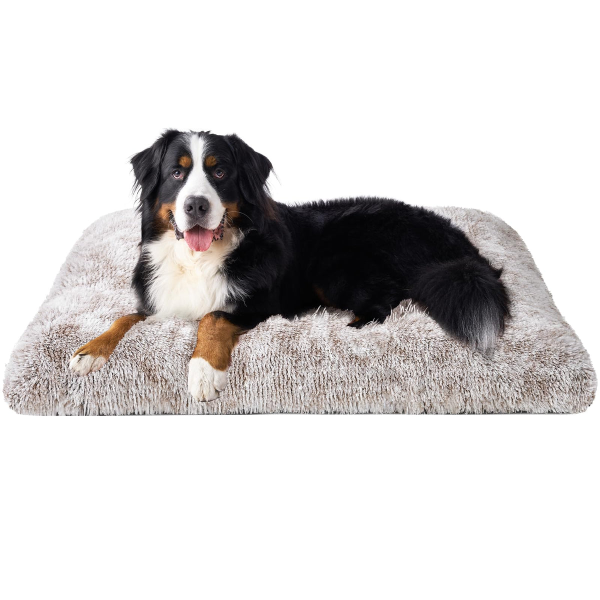 EHEYCIGA Fluffy Dog Crate Bed for Extra Large Dogs, Plush Faux Fur Pad, Calming Anti Anxiety XL Bed for Crate, Washable Soft Warm Dog Mat with Non-Slip Bottom, Grey