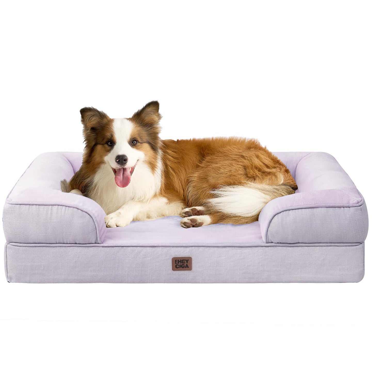 EHEYCIGA Orthopedic Dog Beds Large Sized Dog, Waterproof Memory Foam Pet Bed with Sides, Non-Slip Bottom Large Pet Bed with Washable Removable Cover, Grey