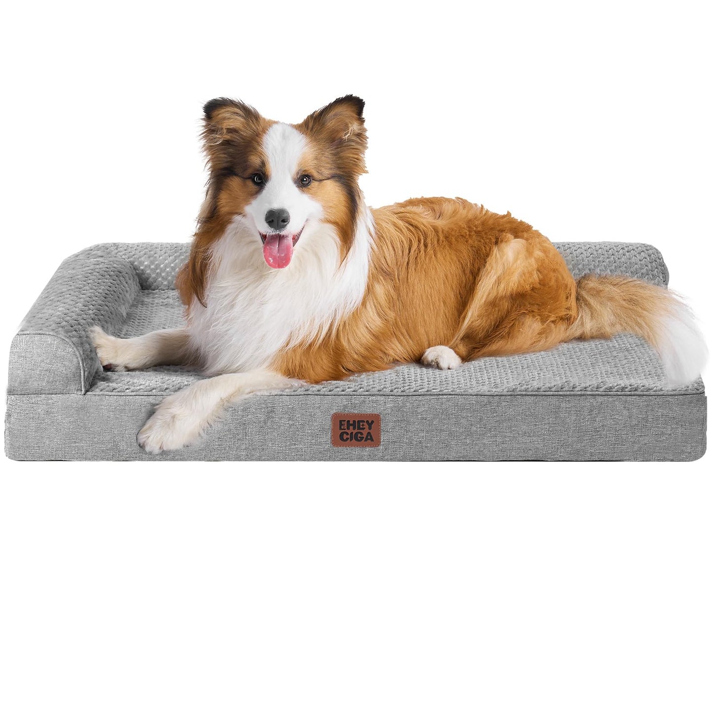EHEYCIGA Orthopedic Dog Bed Medium Size Dogs, Memory Foam Dog Bed with Washable Removable Cover, Waterproof Pet Sofa Couch for Crate with Nonskid Bottom, 30x20x6, Grey