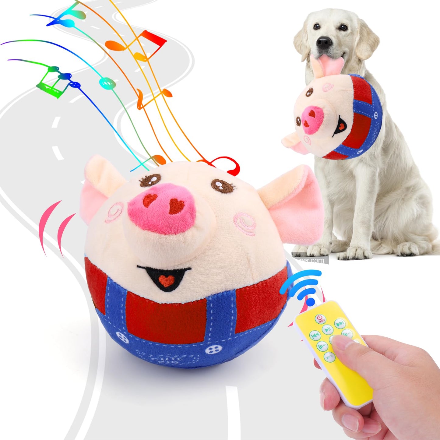 BABORUI Interactive Dog Toys Pig, Jumping Squeaky Dog Toys with Recording and Music Modes, Rechargeable Moving Dog Chew Toys for Small/Medium/Large Dogs to Keep Them Busy(Blue Pig)
