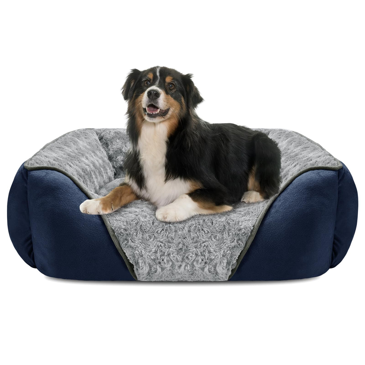 INVENHO Rectangle Washable Orthopedic Dog Bed for Small, Medium and Large Dogs, Soft Calming, Sleeping Puppy Bed Durable Pet Cuddler with Anti-Slip Bottom, S (20"x19"x6")