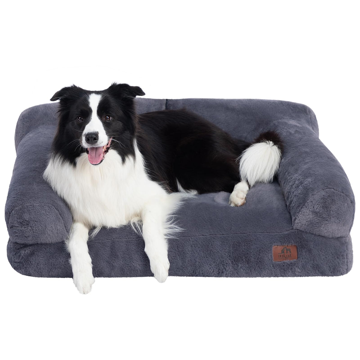 Hollypet Fluffy Dog Cat Bed Pet Couch Beds Plush Soft Warming Washable Puppy Bed for Small Medium Dogs and Large Cats, White, 24" L x 18" W x 10" Th