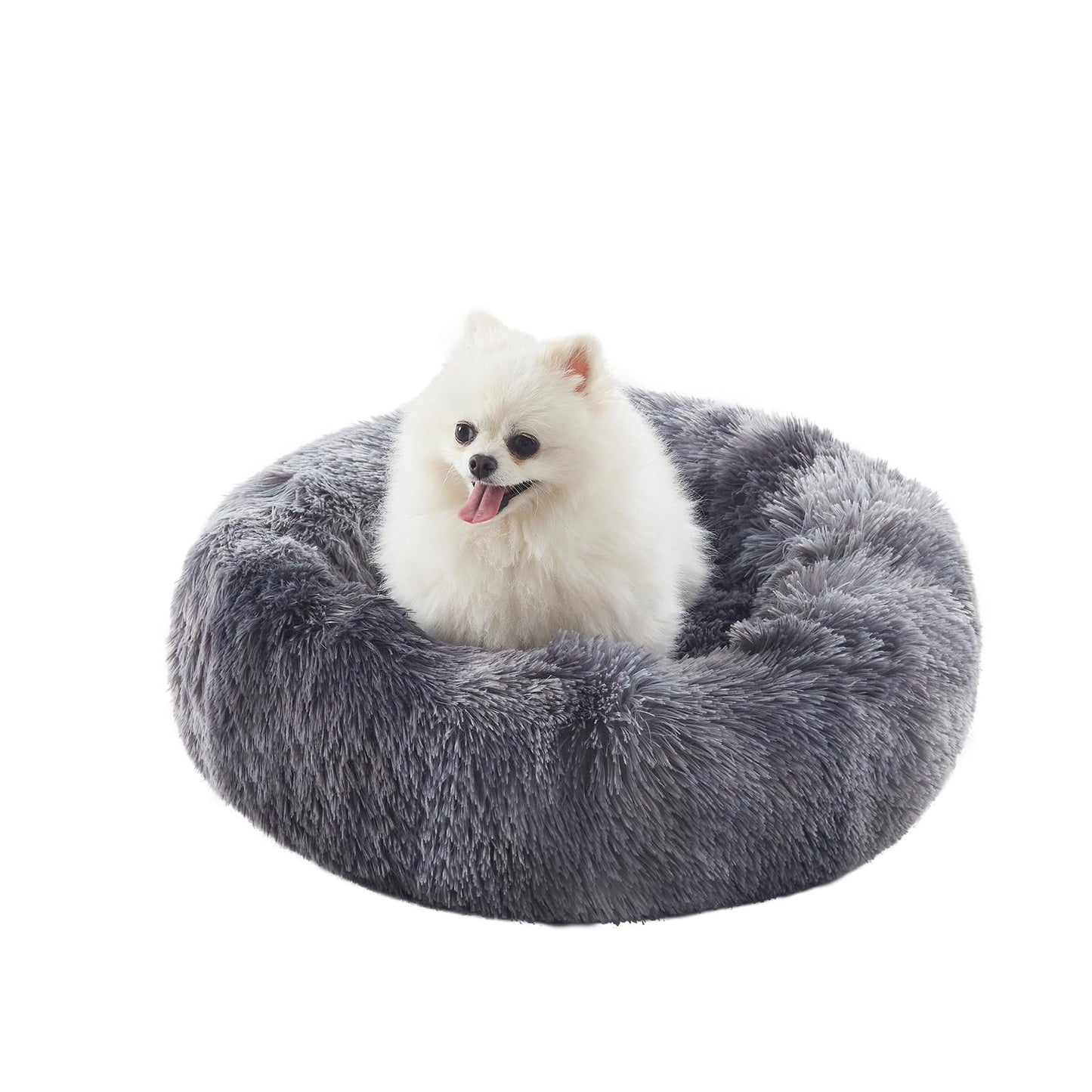 36 inches Donut Dog Bed for Large Dogs - Calming Fluffy Round Pet Bed with Removable & Washable Cover,Fits up to 80 lbs Pets (Dark Grey,Large)