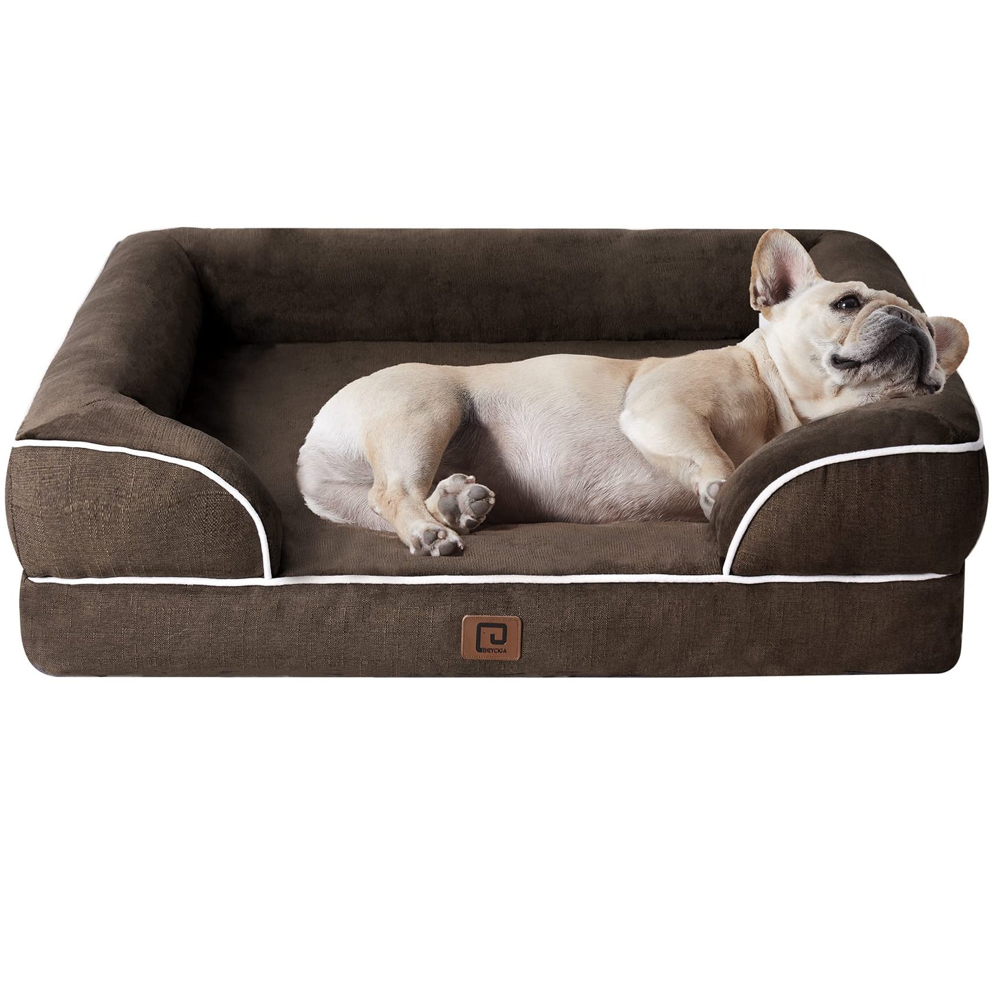 EHEYCIGA Orthopedic Dog Beds for Extra Large Dogs 44x32Inch, Waterproof Memory Foam XL Pet Bed with Sides, Non-Slip and Egg-Crate Foam Big Dog Couch Bed with Washable Removable Cover, Grey