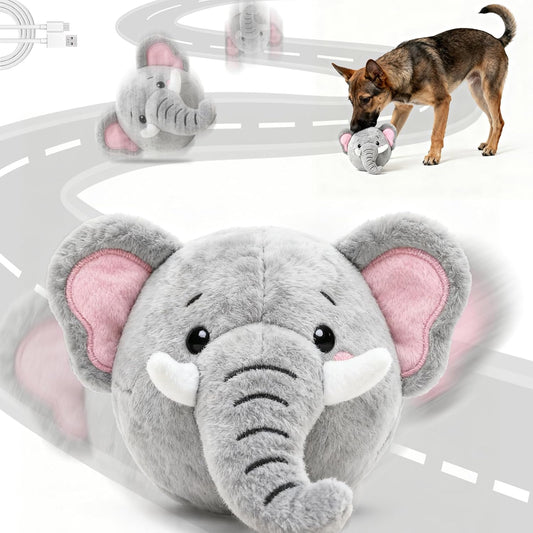 Interactive Dog Toys, Self Moving Dog Toy with Squeaky Bouncing Ball & Jumping Music Recording Mode, Rechargeable Vibrating Dogs Toy for Small Medium Large Dogs to Keep Them Busy (Elephant)
