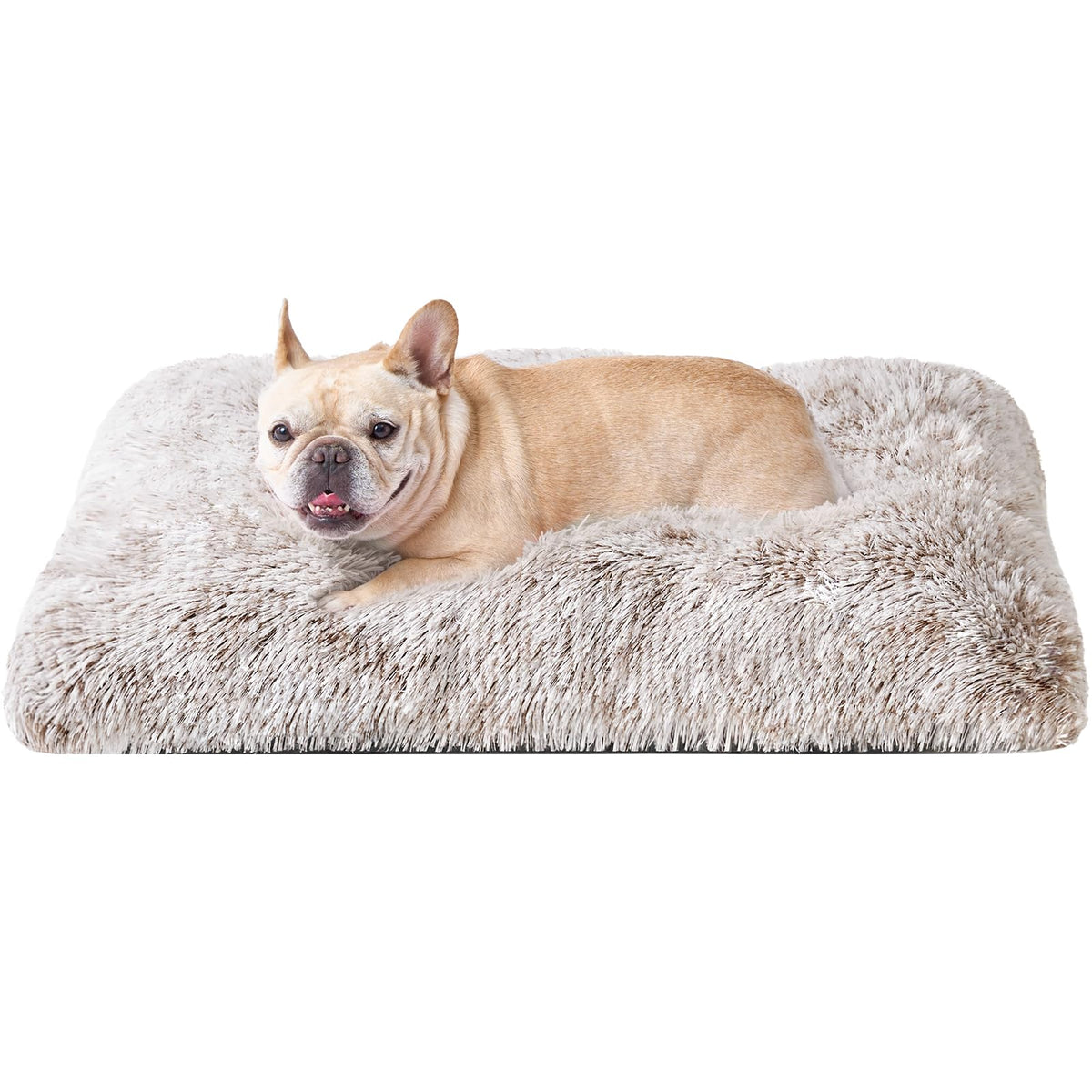 EHEYCIGA Fluffy Dog Crate Bed for Extra Large Dogs, Plush Faux Fur Pad, Calming Anti Anxiety XL Bed for Crate, Washable Soft Warm Dog Mat with Non-Slip Bottom, Grey