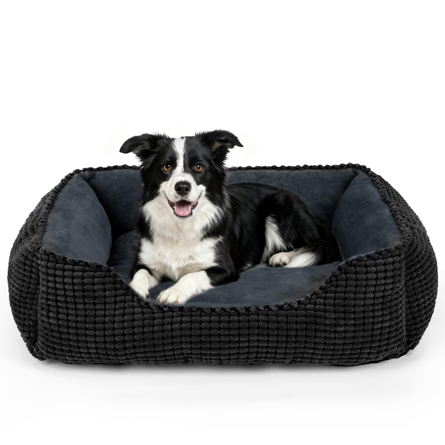 MIXJOY Dog Bed for Large Medium Small Dogs, Rectangle Washable Sleeping Puppy Bed, Soft Calming Cat Beds for Indoor Cats, Orthopedic Pet Sofa Bed, Anti-Slip Bottom with Multiple Size (20'', Grey)