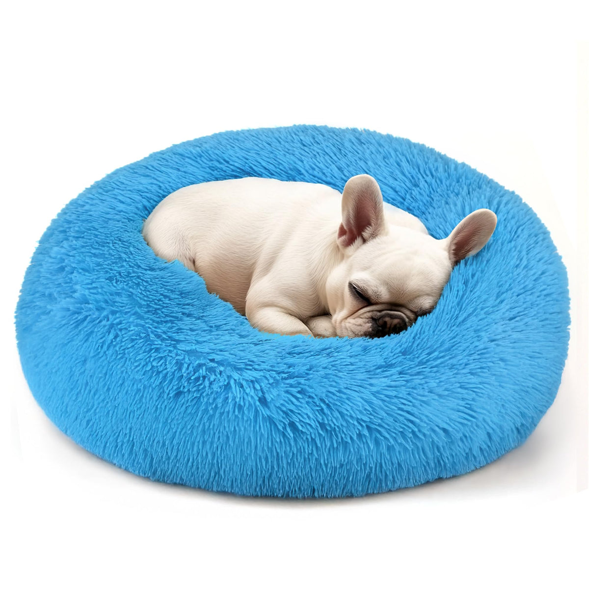 Hoewina Dog & Cat Bed for Indoor Cats, 20in Calming Donut Bed for Puppy and Kitten, Washable Round Fluffy Pet Bed for Small Medium Dogs and Cats (Light Grey)