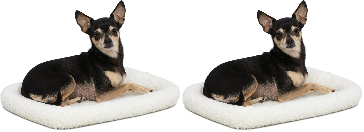MidWest Homes for Pets QuietTime XXS Dog Bed - Gray Faux Fur Bolster, Ultra-Soft and Machine Washable, Fits 18-Inch Crates and Carriers, for Small Dogs and Cats