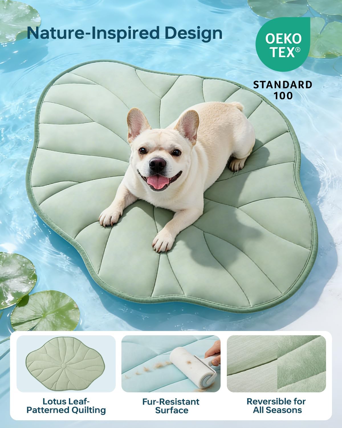 BG-BABYGO Dog Cooling Mat, 36" x 23" Reversible Self Cooling Mat for Small & Medium Dogs, Washable Cooling Pad for Pets 2.0 Summer Pet Cooling Pad for Crate Kennel Sofa Floor Outdoor Portable Green