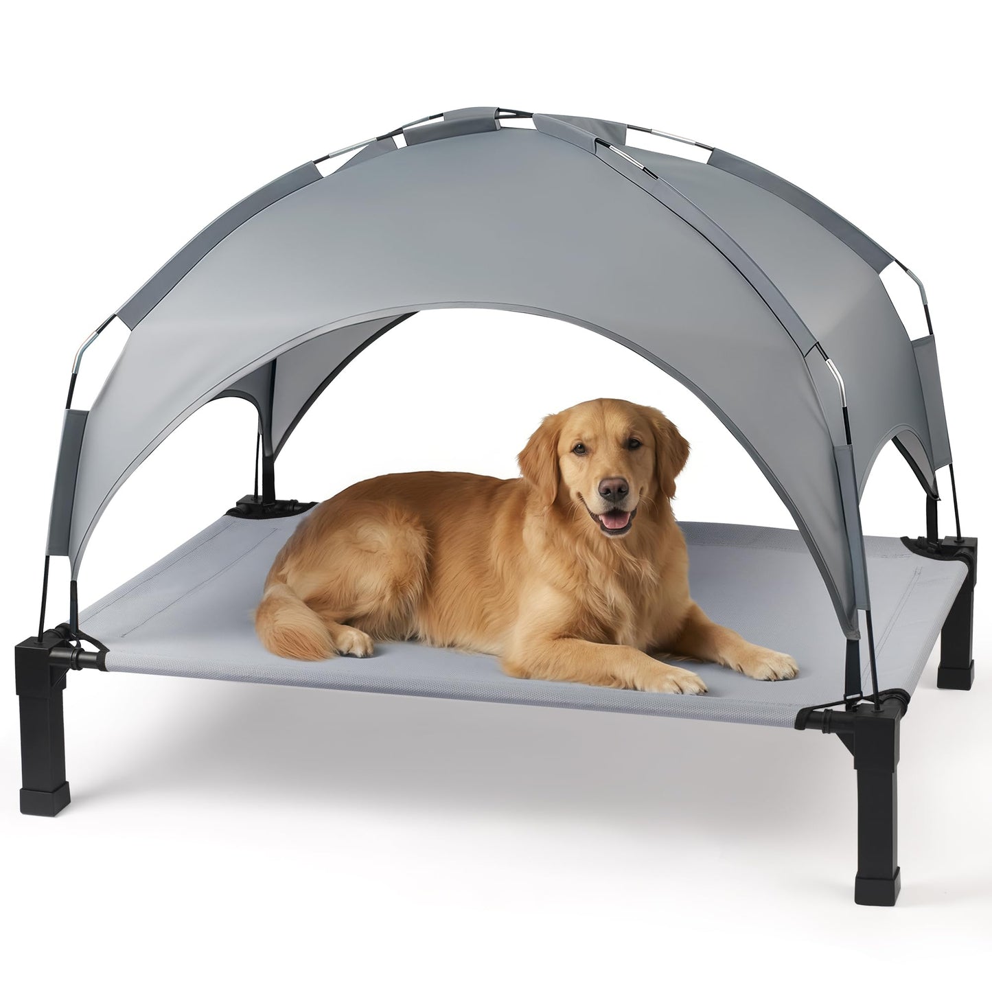 Heeyoo Elevated Dog Bed with Removable Canopy, Portable Dog Cot with Sun Protection Shade Tent, Raised Pet Cooling Cot Bed for Dogs, 42in