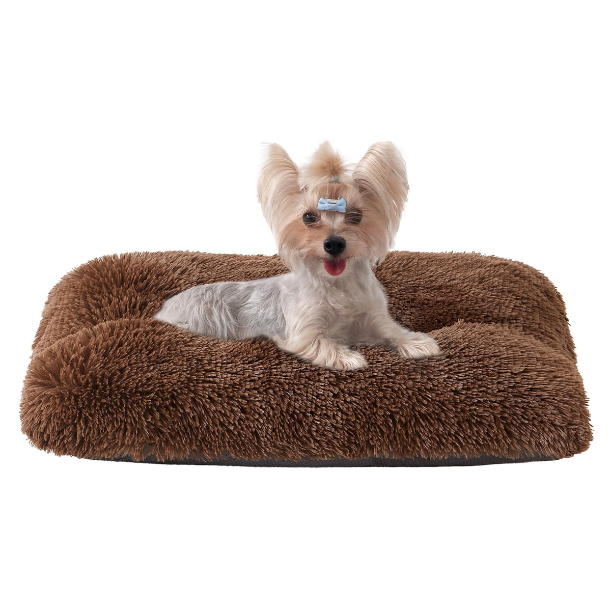 EHEYCIGA Fluffy Dog Crate Bed for Extra Large Dogs, Plush Faux Fur Pad, Calming Anti Anxiety XL Bed for Crate, Washable Soft Warm Dog Mat with Non-Slip Bottom, Grey