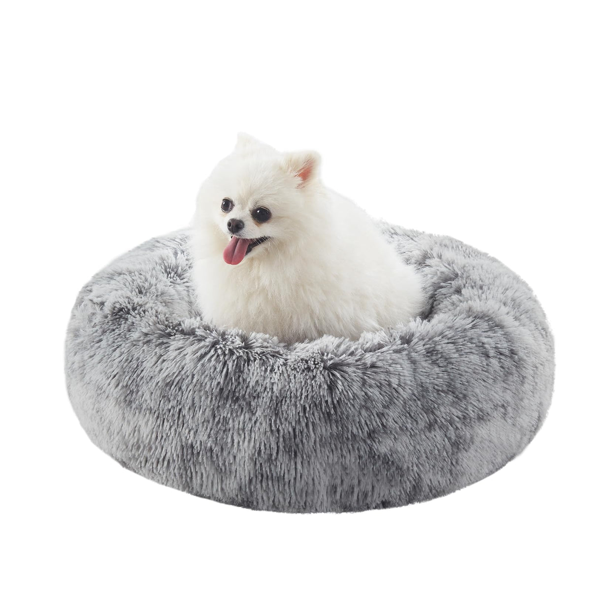 36 inches Donut Dog Bed for Large Dogs - Calming Fluffy Round Pet Bed with Removable & Washable Cover,Fits up to 80 lbs Pets (Dark Grey,Large)