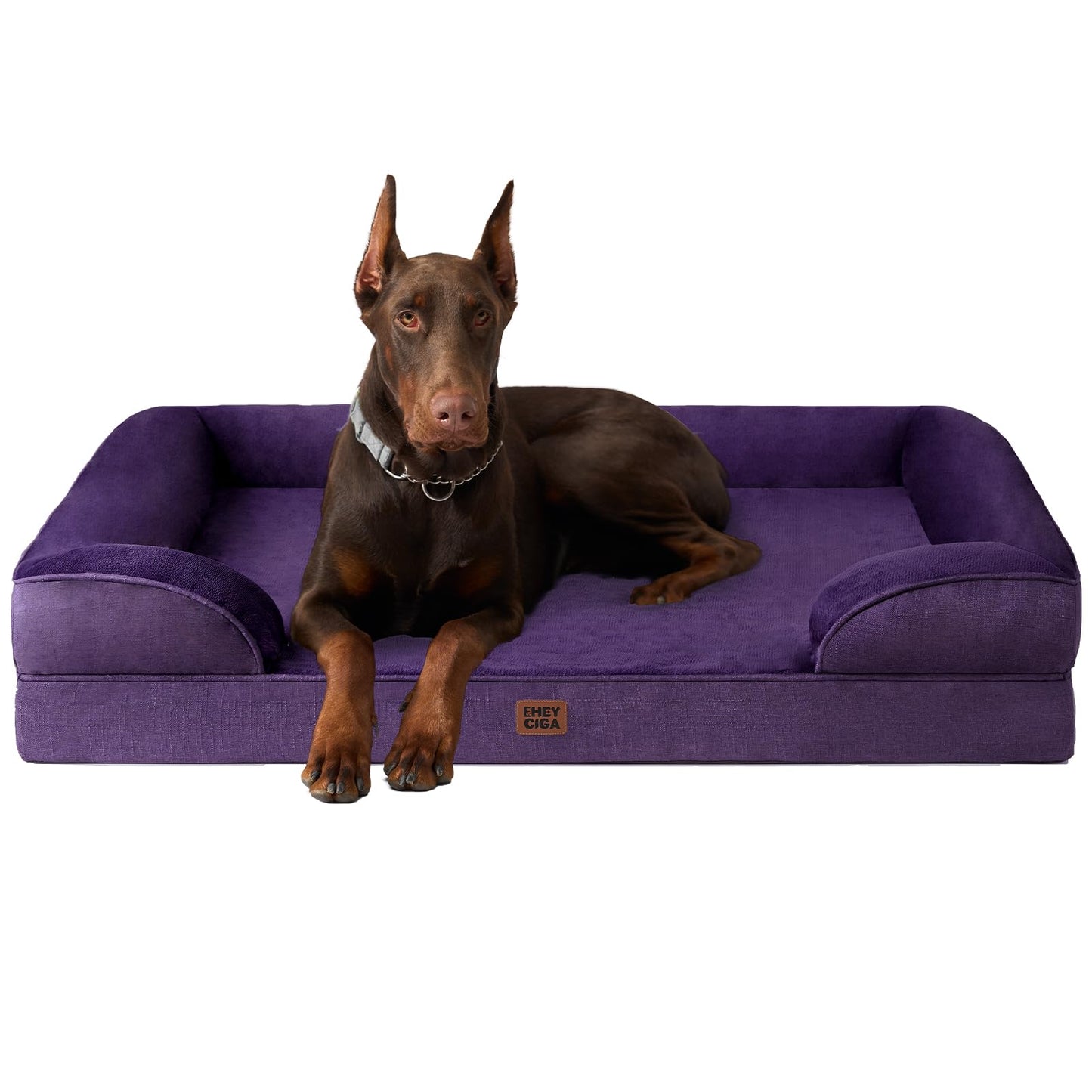EHEYCIGA Orthopedic Dog Beds for Extra Large Dogs 44x32Inch, Waterproof Memory Foam XL Pet Bed with Sides, Non-Slip and Egg-Crate Foam Big Dog Couch Bed with Washable Removable Cover, Grey