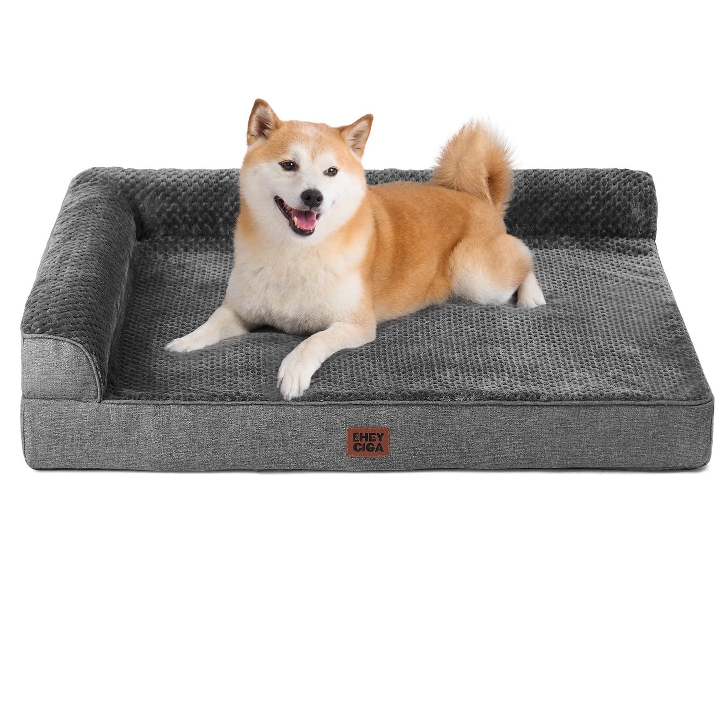 EHEYCIGA Orthopedic Dog Bed Medium Size Dogs, Memory Foam Dog Bed with Washable Removable Cover, Waterproof Pet Sofa Couch for Crate with Nonskid Bottom, 30x20x6, Grey