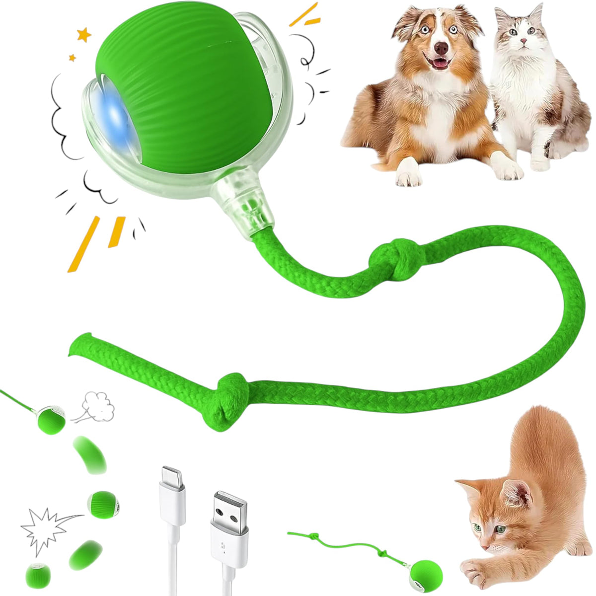 Purrmitive 2026 Durable Interactive Cat Toys for Indoor Cats, Dog Toys Ball, Rolling Pet Ball, Smart Automatic Cat Chase Balls Toy, Interactive Dog Toys Speedy Tail,Kitten & Cat Toys Interactive (Red)