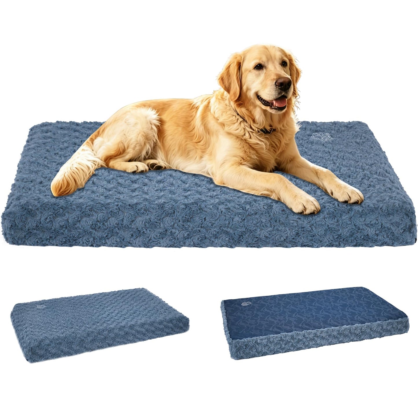 EMPSIGN Stylish Dog Bed Mat Dog Crate Pad Mattress Reversible (Cool & Warm), Water Proof Linings, Removable Machine Washable Cover, Firm Support Pet Crate Bed for Small to XX-Large Dogs, Grey