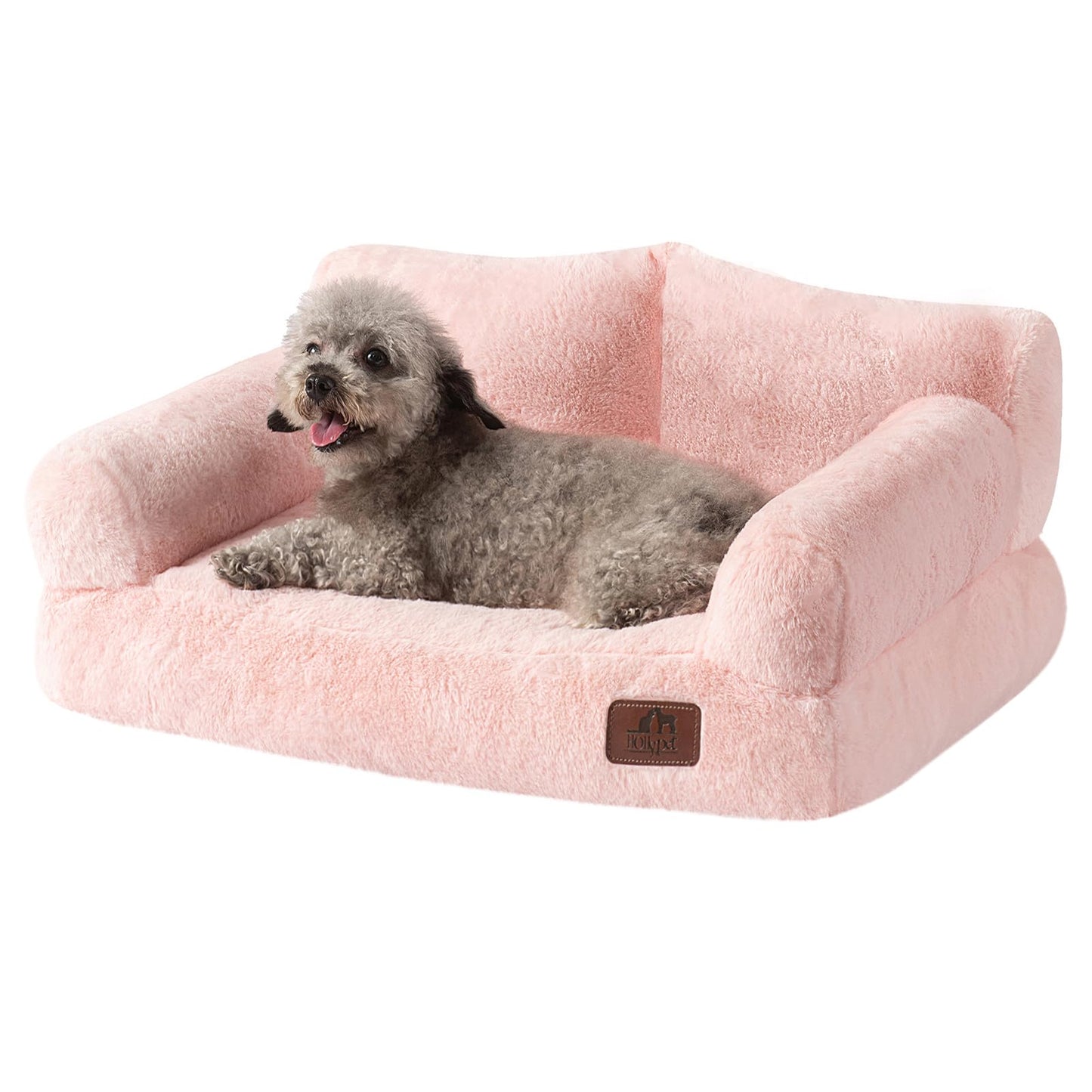 Hollypet Fluffy Dog Cat Bed Pet Couch Beds Plush Soft Warming Washable Puppy Bed for Small Medium Dogs and Large Cats, White, 24" L x 18" W x 10" Th