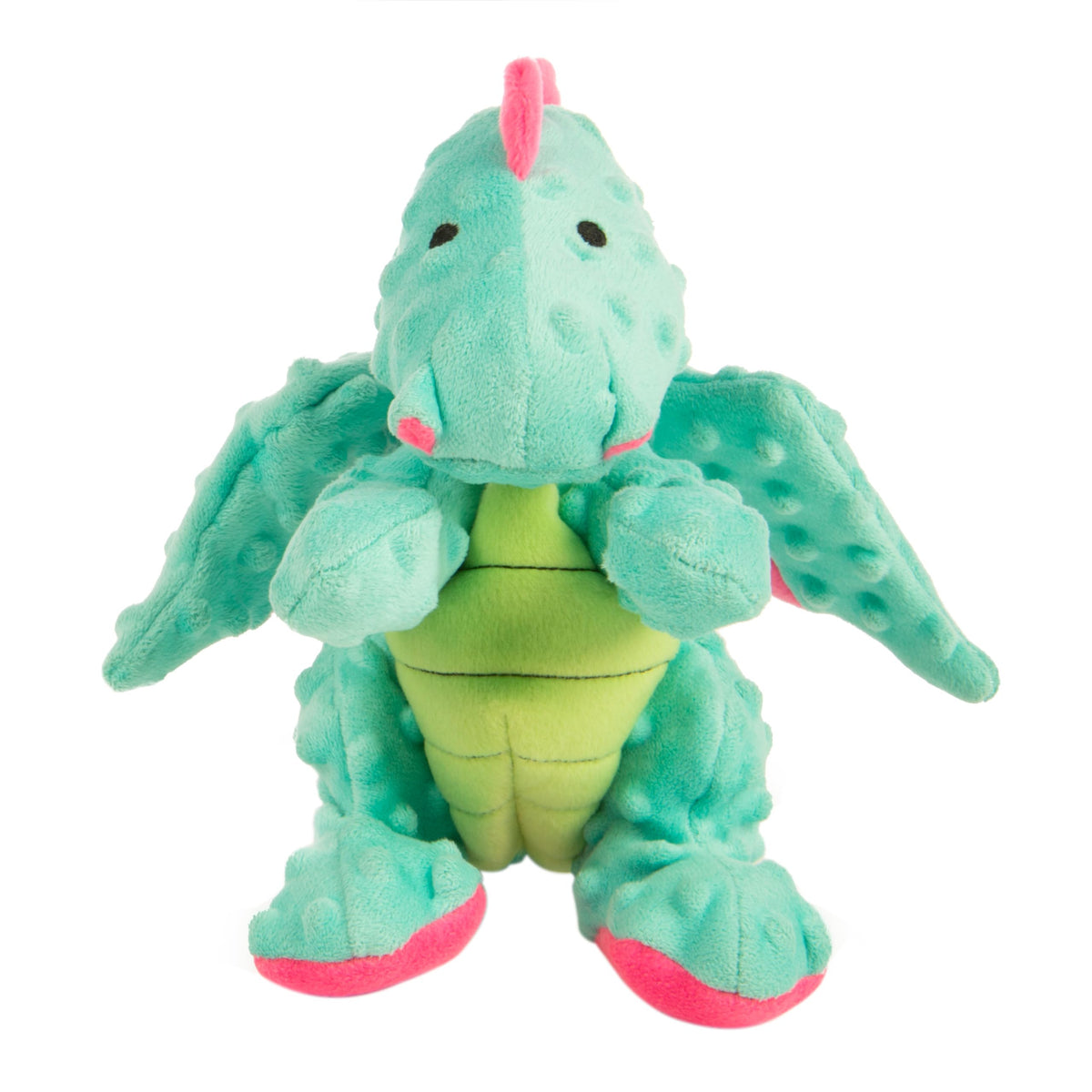 goDog Bubble Plush Dragons Squeaky Dog Toy, Chew Guard Technology - Coral, Large
