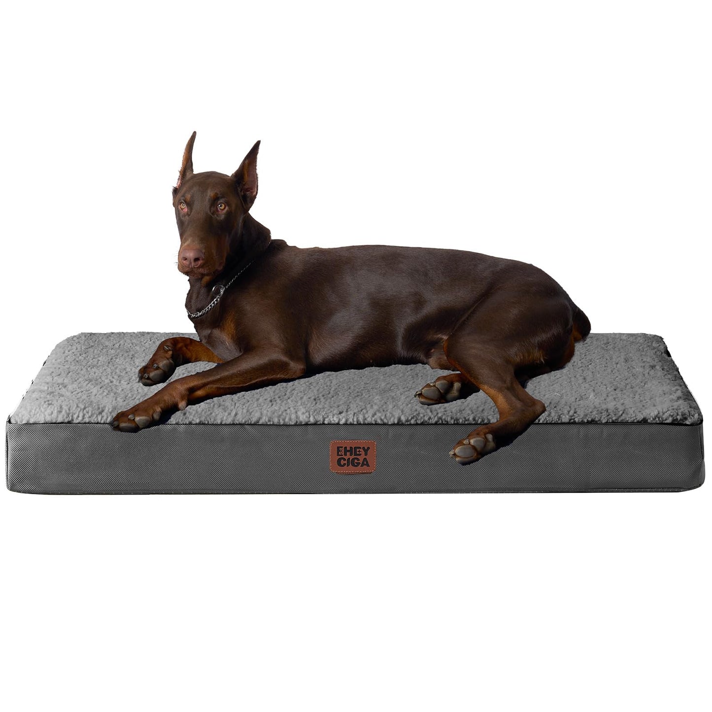EHEYCIGA Orthopedic XL Dog Beds for Extra Large Dogs with Removable Washable Cover for Crate, Grey, 41x27