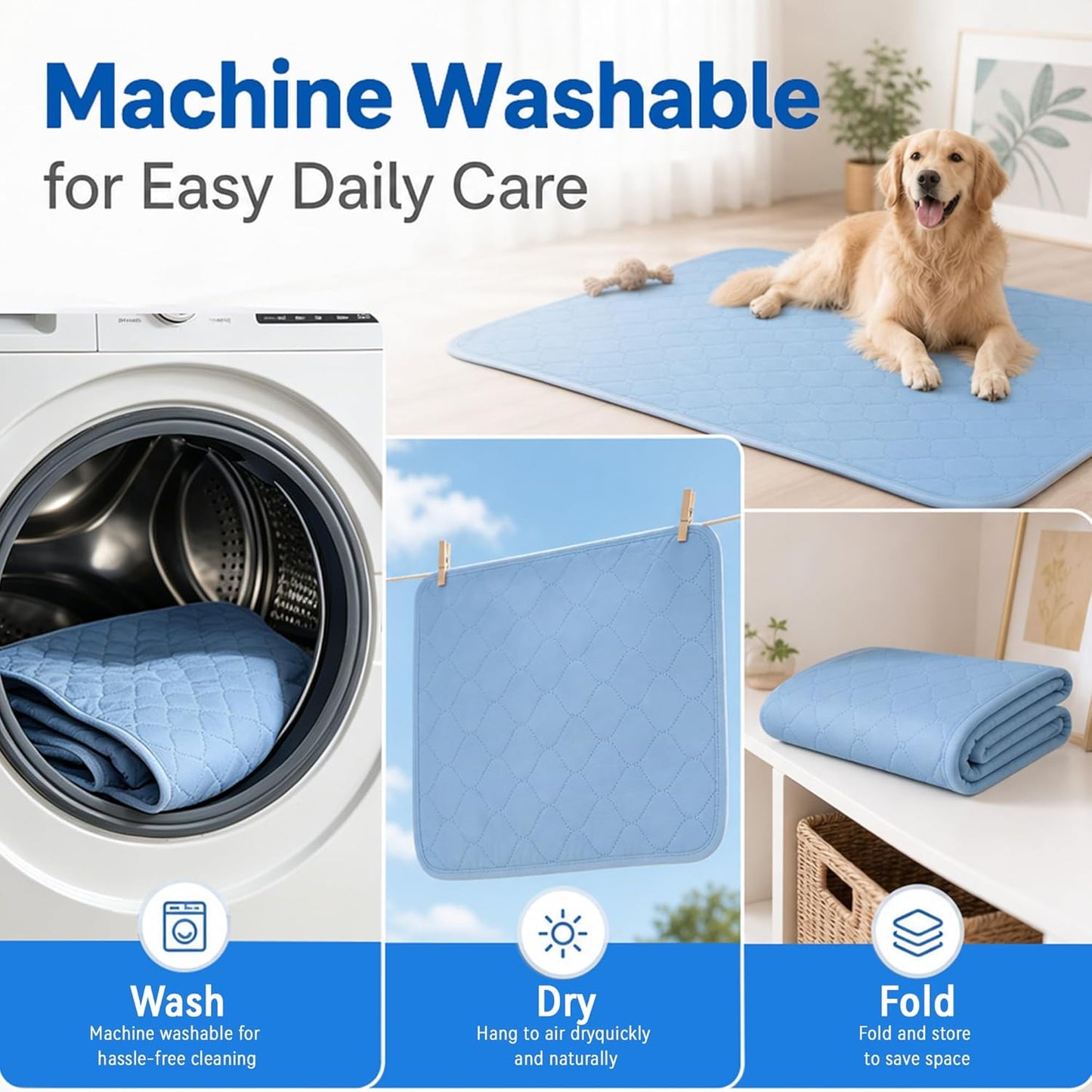 PatiencET Dog Cooling Mat, 22 x 28 in No-Gel Cooling Pad for Small Dogs, Puppies and Cats, Cool Touch Nylon Pet Mat, Washable Summer Dog Mat for Crate, Floor, Sofa, Car, Blue