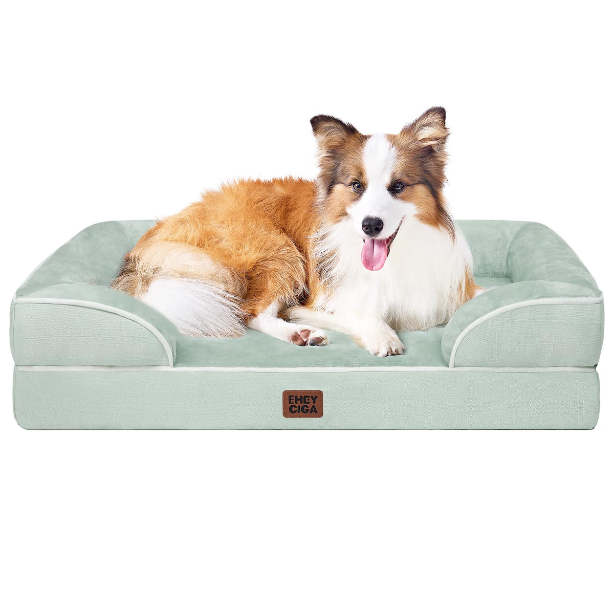 EHEYCIGA Orthopedic Dog Beds for Extra Large Dogs 44x32Inch, Waterproof Memory Foam XL Pet Bed with Sides, Non-Slip and Egg-Crate Foam Big Dog Couch Bed with Washable Removable Cover, Grey