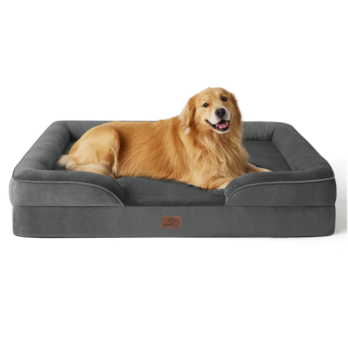 Bedsure Orthopedic Dog Bed Medium Size Dogs - Washable Small Medium Dog Cat Bed Waterproof, Comfort Cats Couch Sofa with Washable Removable Cover, Pets Bed with Nonskid Bottom, Grey, 28"