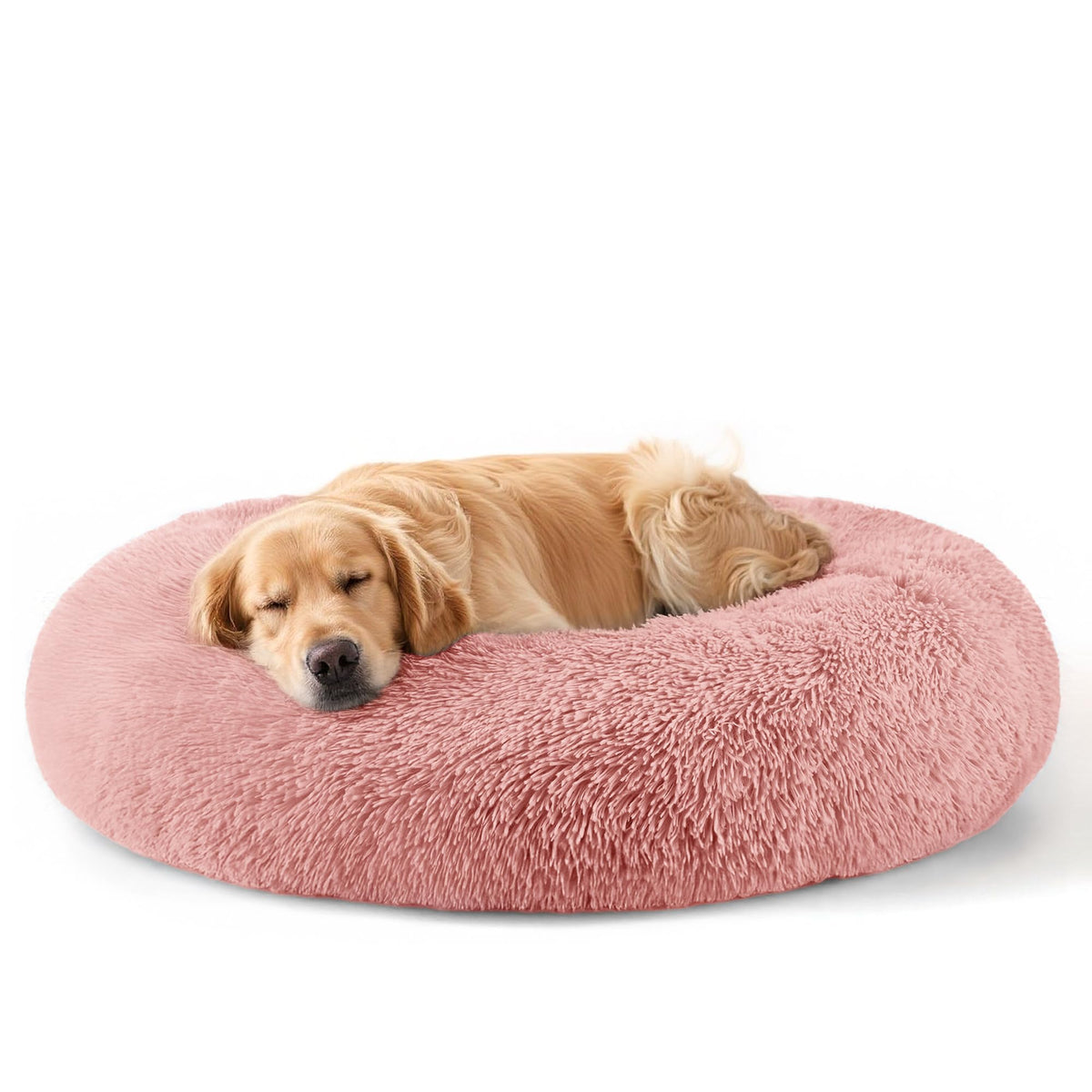 Hoewina Dog & Cat Bed for Indoor Cats, 20in Calming Donut Bed for Puppy and Kitten, Washable Round Fluffy Pet Bed for Small Medium Dogs and Cats (Light Grey)
