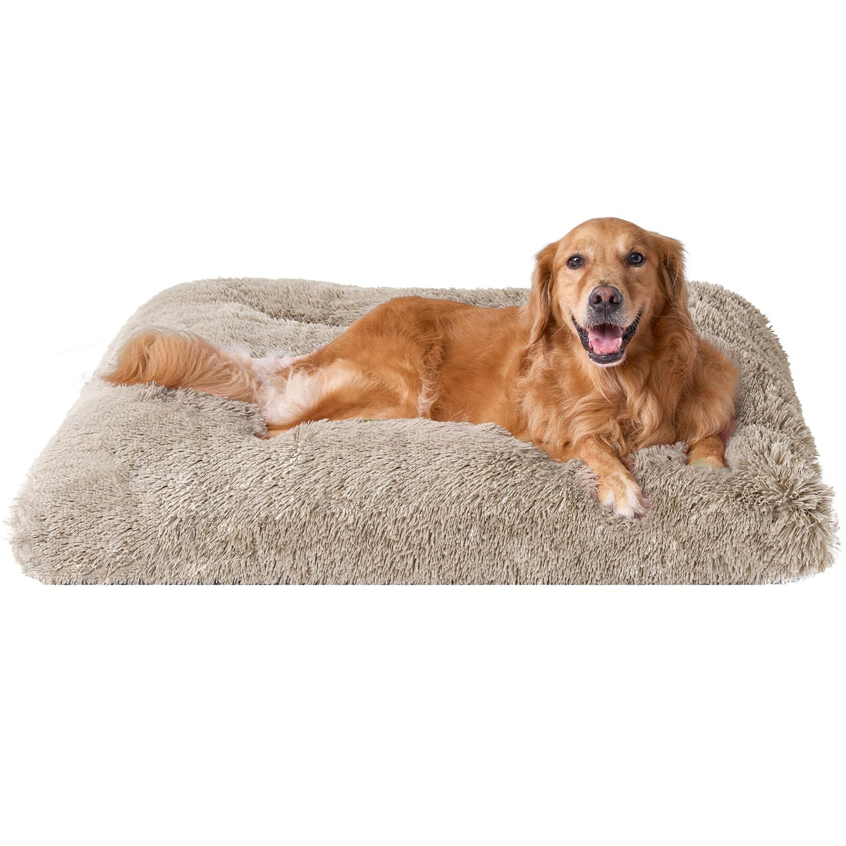 EHEYCIGA Fluffy Dog Crate Bed for Extra Large Dogs, Plush Faux Fur Pad, Calming Anti Anxiety XL Bed for Crate, Washable Soft Warm Dog Mat with Non-Slip Bottom, Grey
