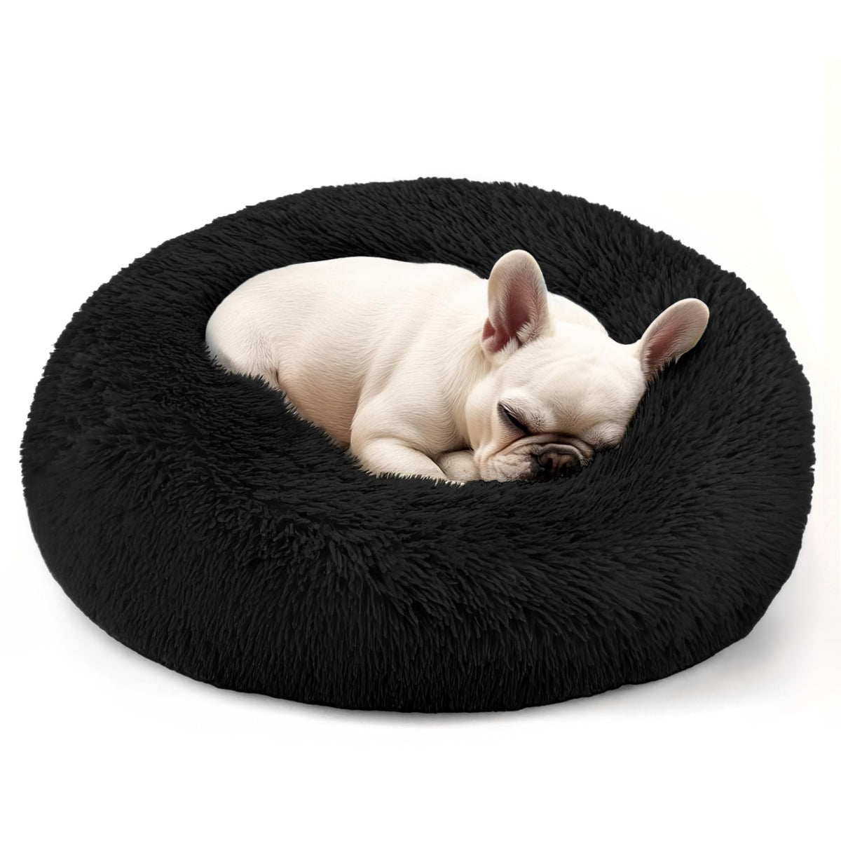 Hoewina Dog & Cat Bed for Indoor Cats, 20in Calming Donut Bed for Puppy and Kitten, Washable Round Fluffy Pet Bed for Small Medium Dogs and Cats (Light Grey)