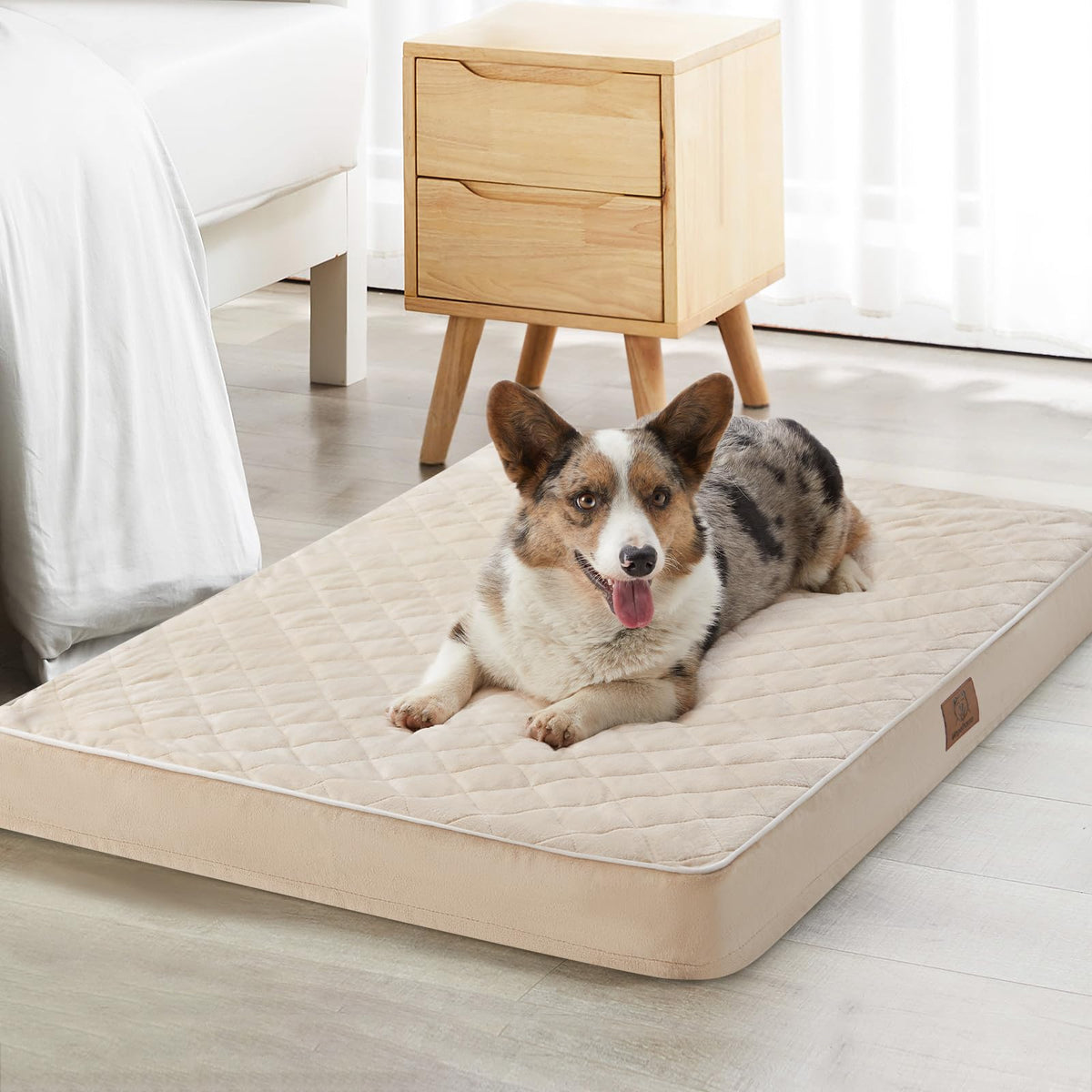WNPETHOME Orthopedic Waterproof Extra Large Dogs Bed with Removable Washable Cover, Multi-Needle Quilting XL Crate Bed for Large Sized Dog, Light Grey