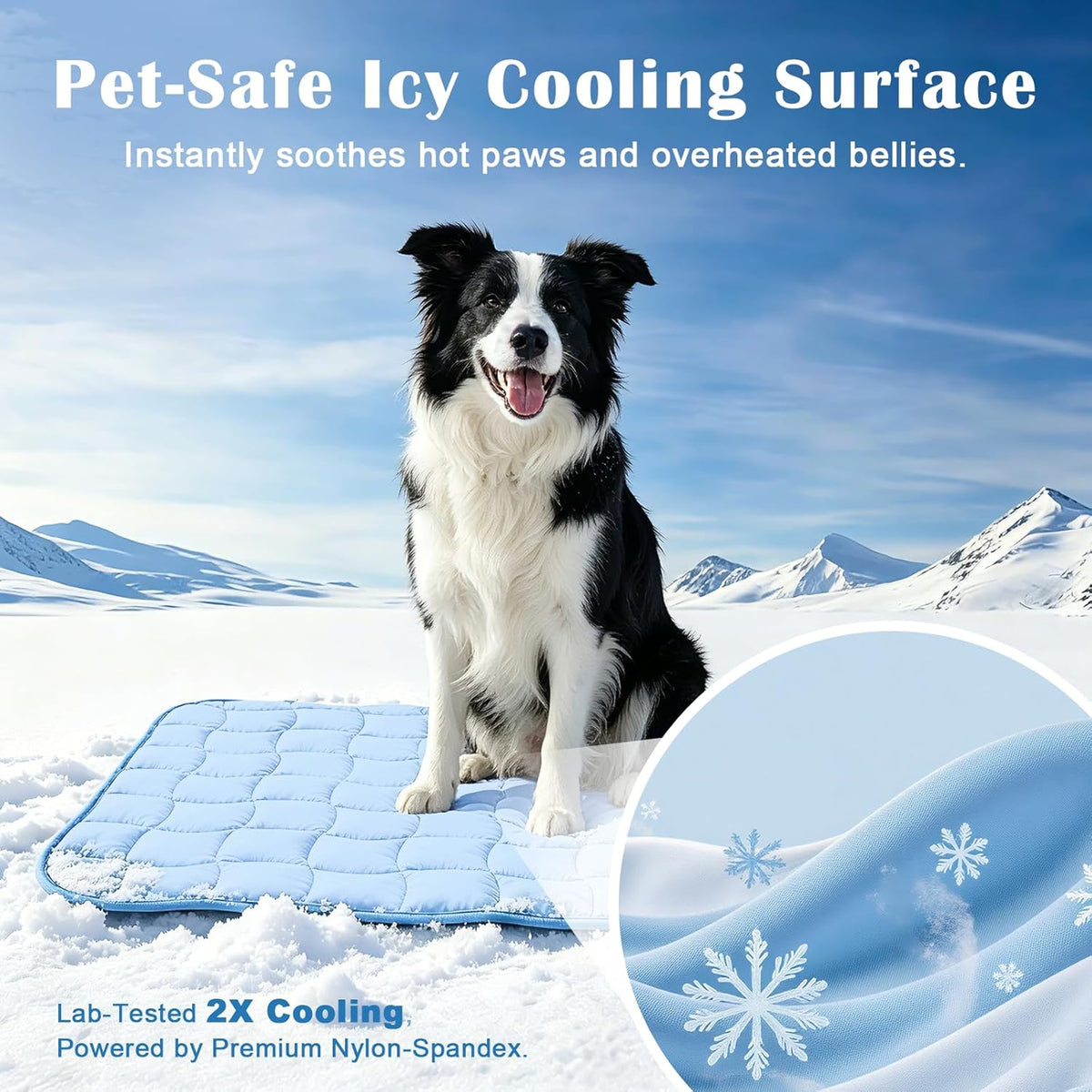 JOLLYVOGUE Cooling Mat for Dogs, 44" x 32" - X-Large Dog Cooling Pad, Wavy Quilted Kennels Bed with Non-Slip Base, Machine Washable Indoor Outdoor Summer Sleeping Dog Mat, Blue