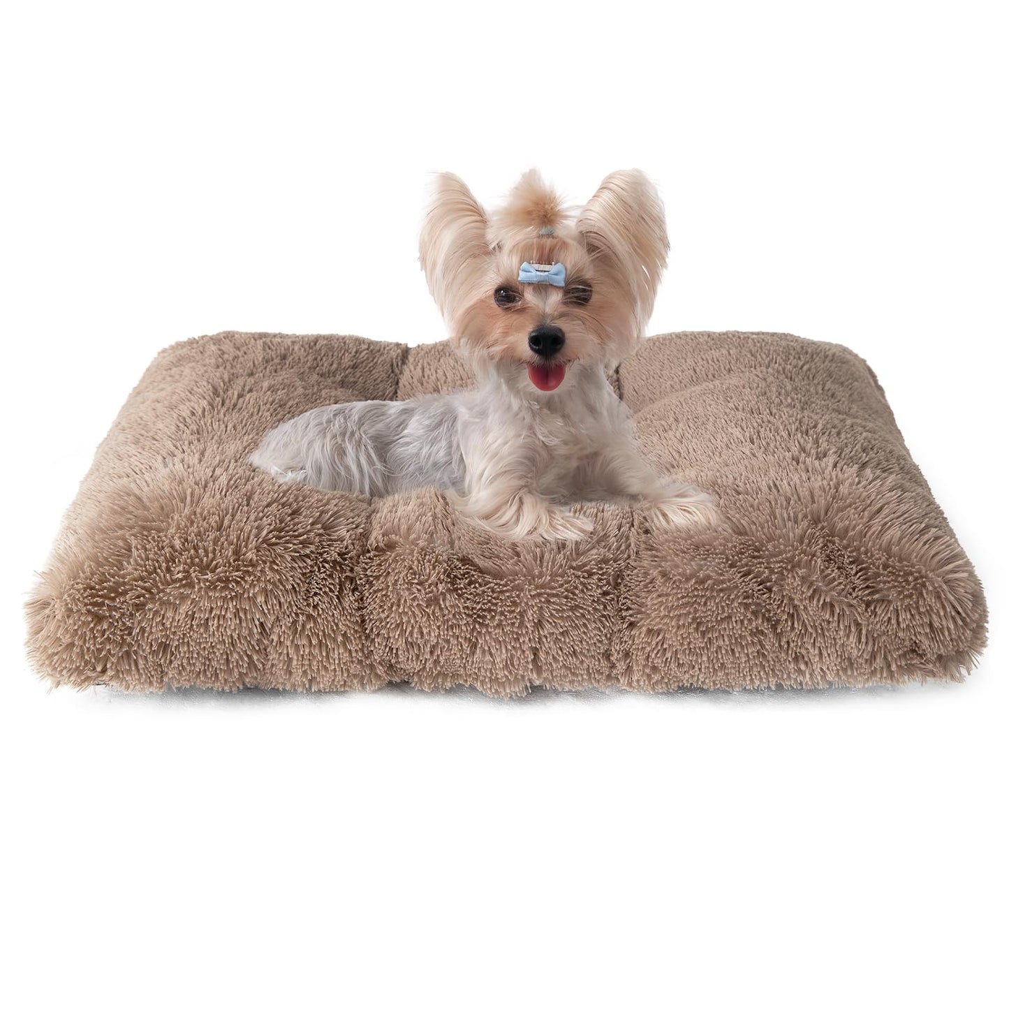 EHEYCIGA Fluffy Dog Crate Bed for Extra Large Dogs, Plush Faux Fur Pad, Calming Anti Anxiety XL Bed for Crate, Washable Soft Warm Dog Mat with Non-Slip Bottom, Grey